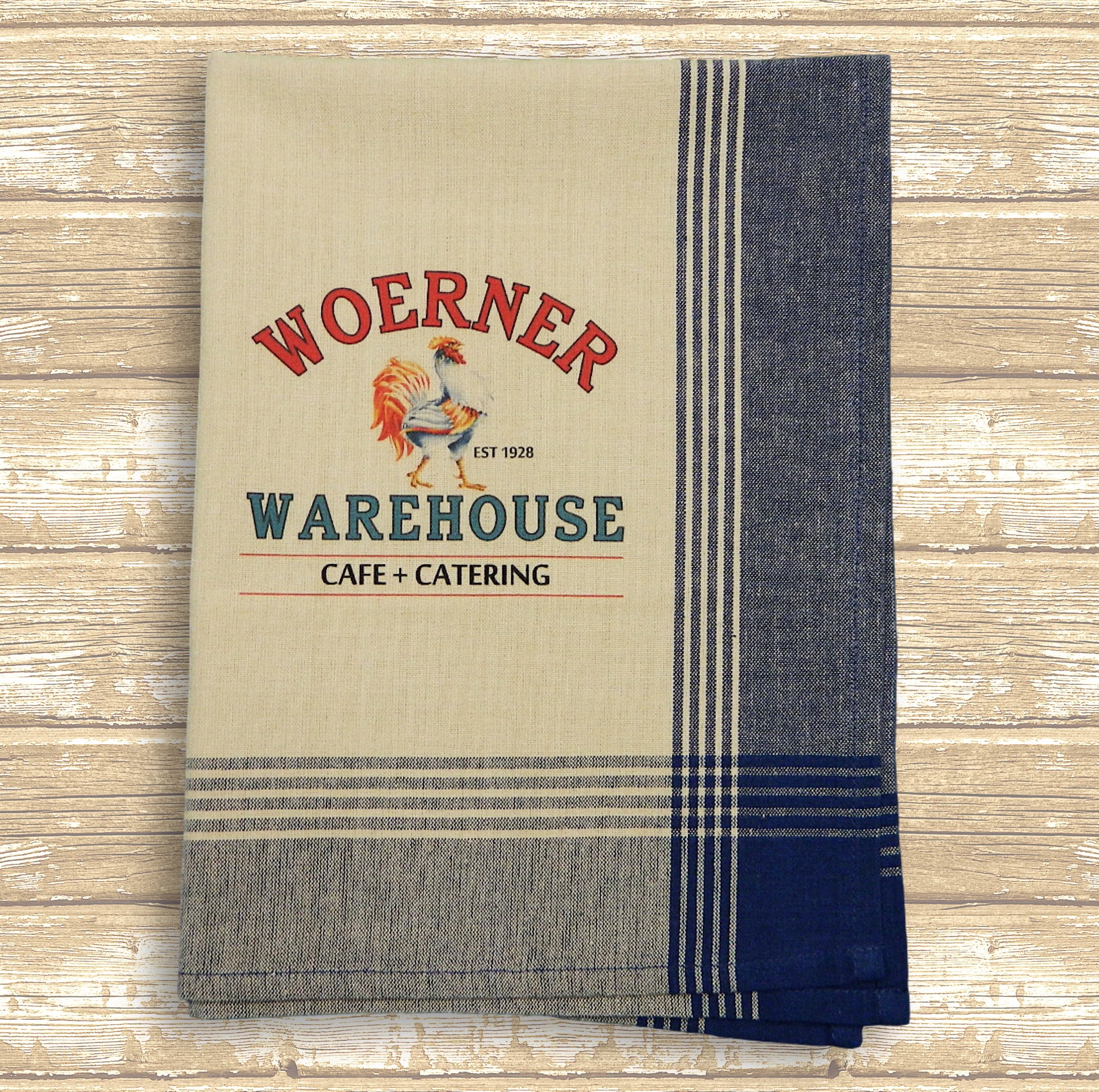 Navy/Tea Dyed Plaid Kitchen Towel with Custom Print 9