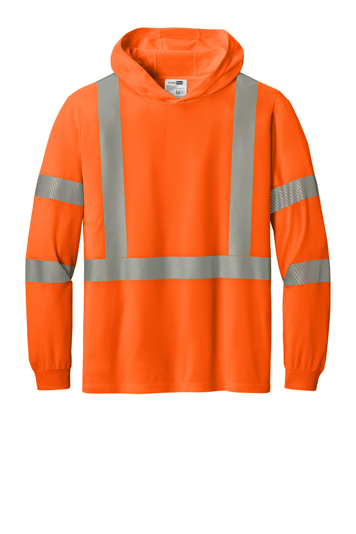 CornerStone ANSI 107 Class 3 Long Sleeve Segmented Tape Hooded Tee CS208 15