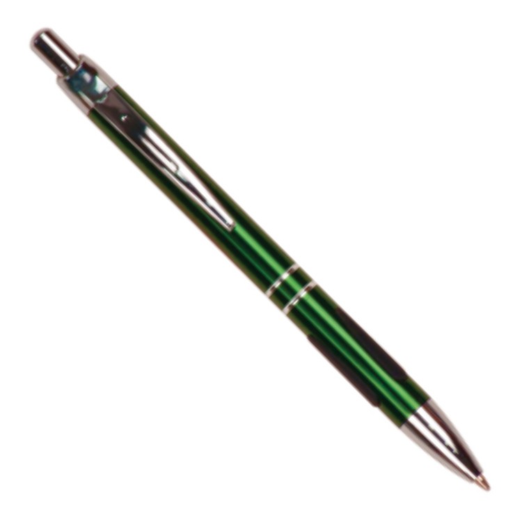 Laser Engraved Green Ball Point Pen with Rubber Gripper 2
