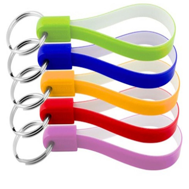 1/2 Inch Wide Dual Layer Silicone Wristband Keychain 1