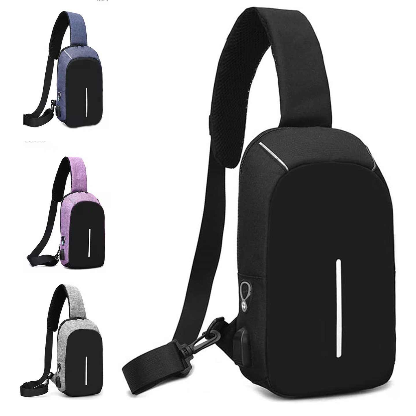 Multi Pockets Chest Bag With USB Charging Port 4