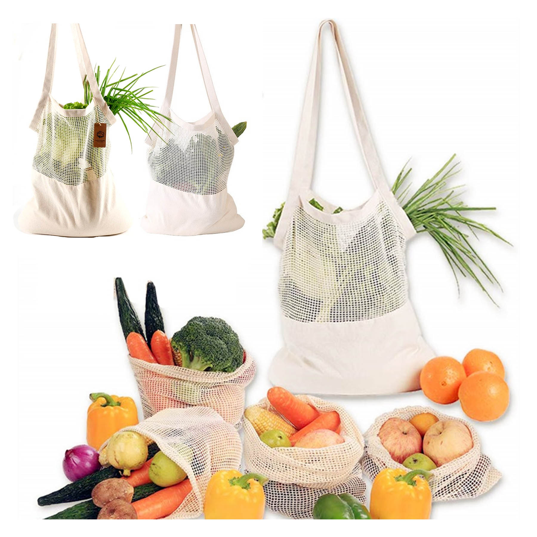 Reusable Grocery Stretchy Cotton Mesh Net Shopping Bags 1