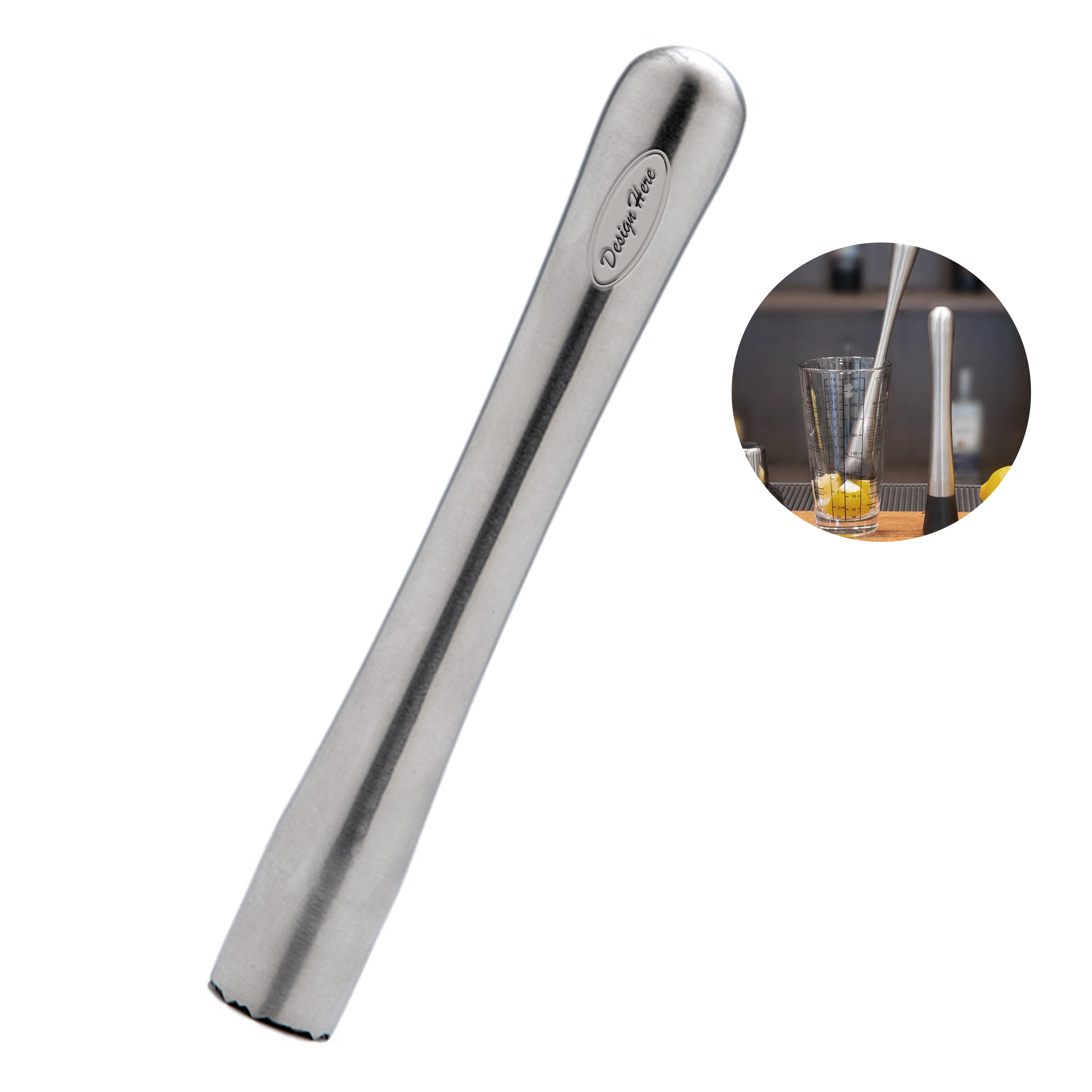 7.28" Stainless Steel Cocktail Muddler Tool 2