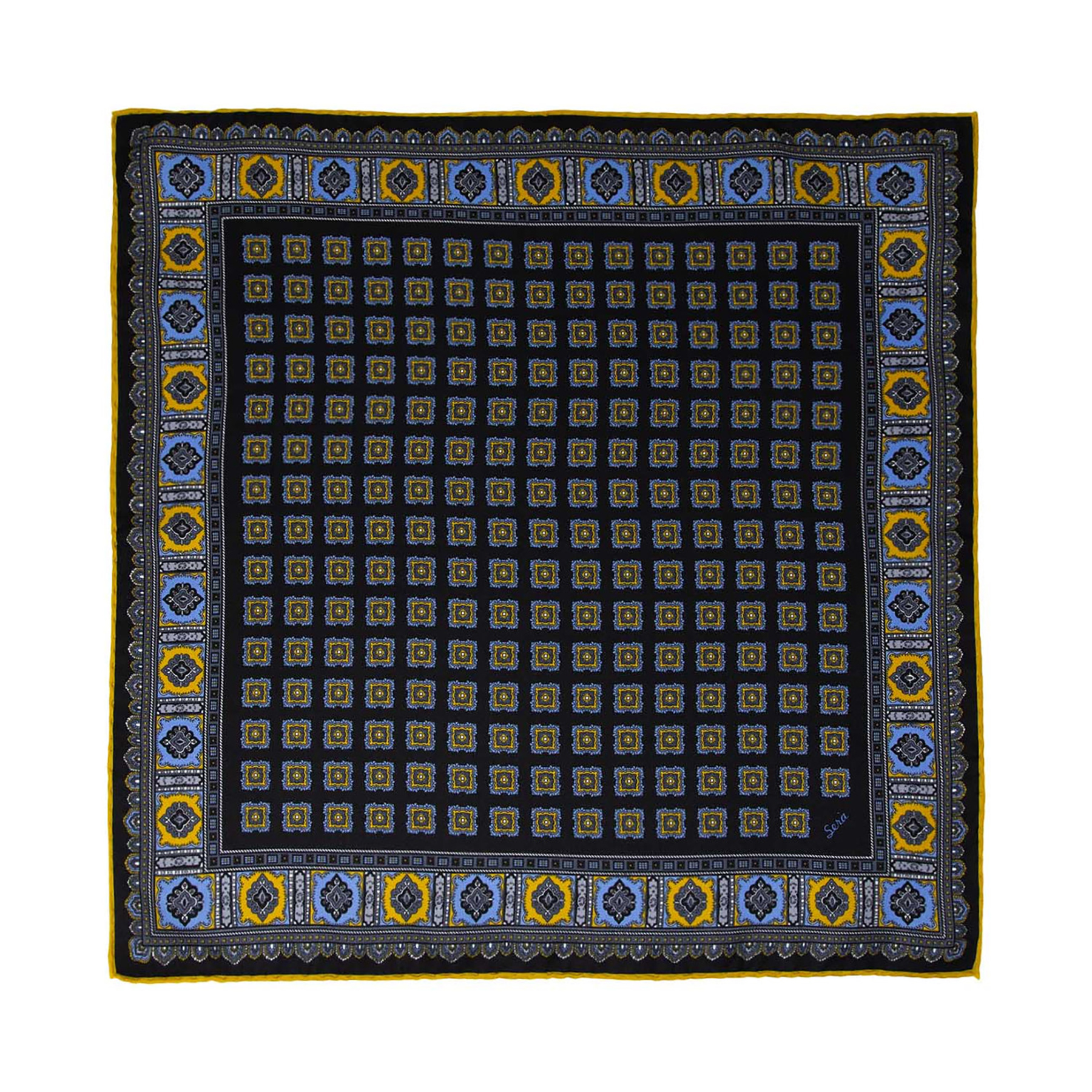 Double Printed Reversible Mulberry Square Silk Scarf 8