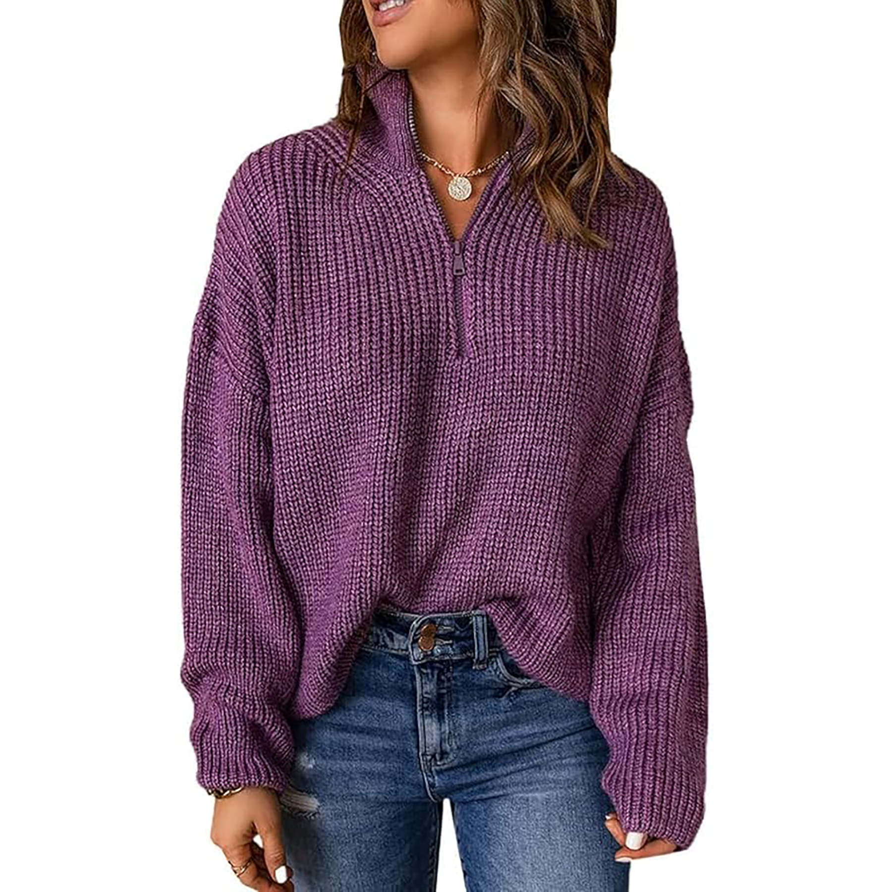 Women's 1/4 Zip Pullover Sweater 14