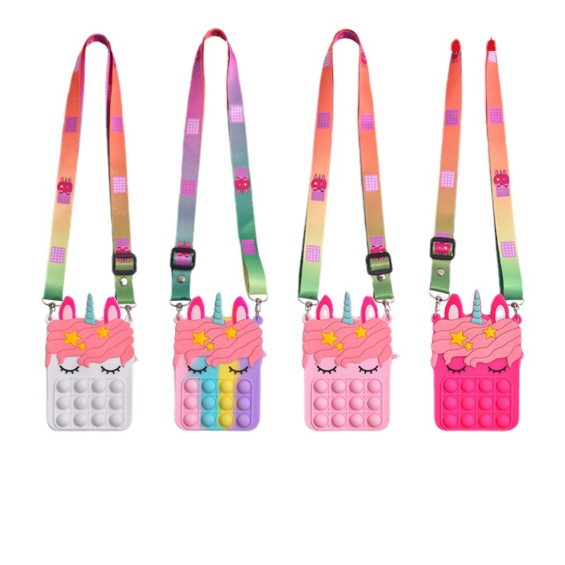 Kids Cartoon Soft Silicone Push Bubble Crossbody Purse 2