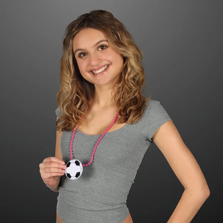 Soccer Ball Medallion with Beaded Necklace (Non Light Up) 33