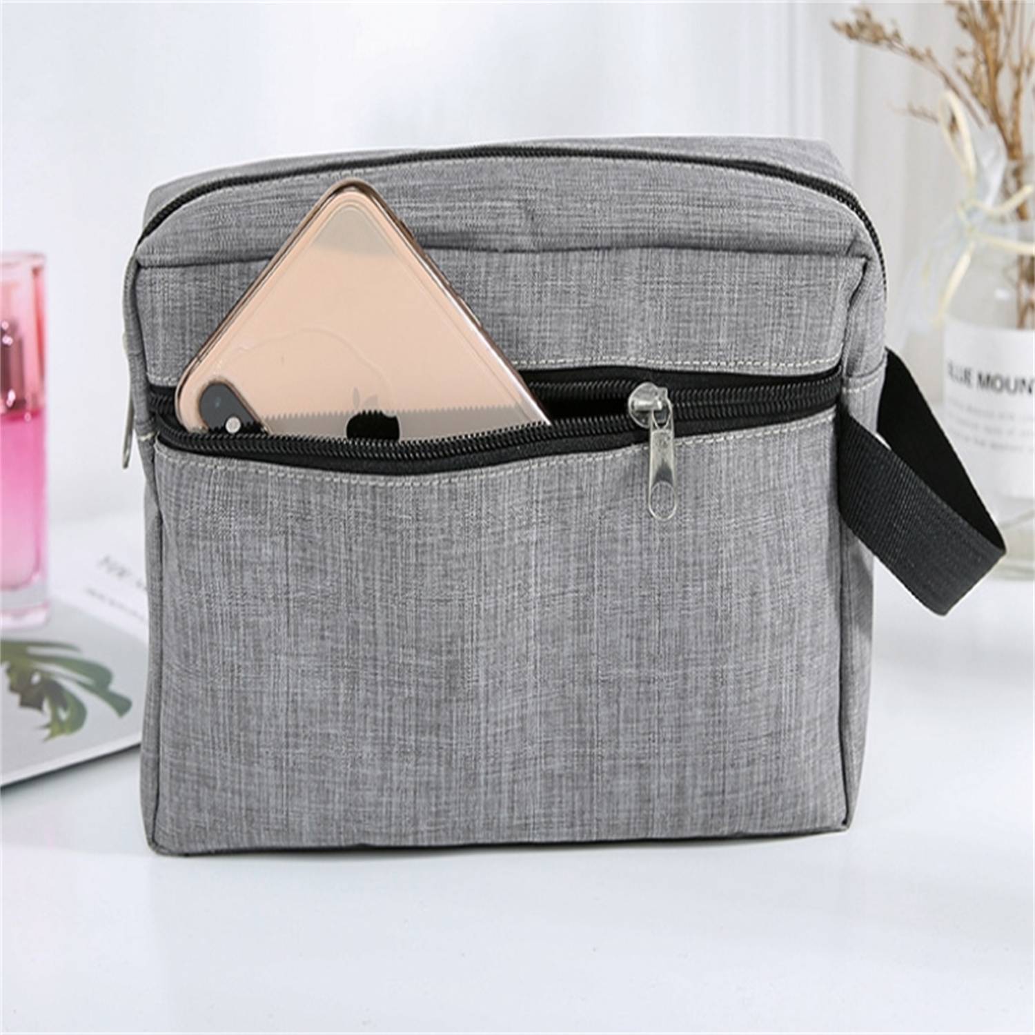 Handheld double layered women's makeup bag 2