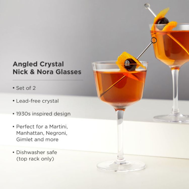 Viski® Angled Crystal Nick & Nora Glass, set of 2 3
