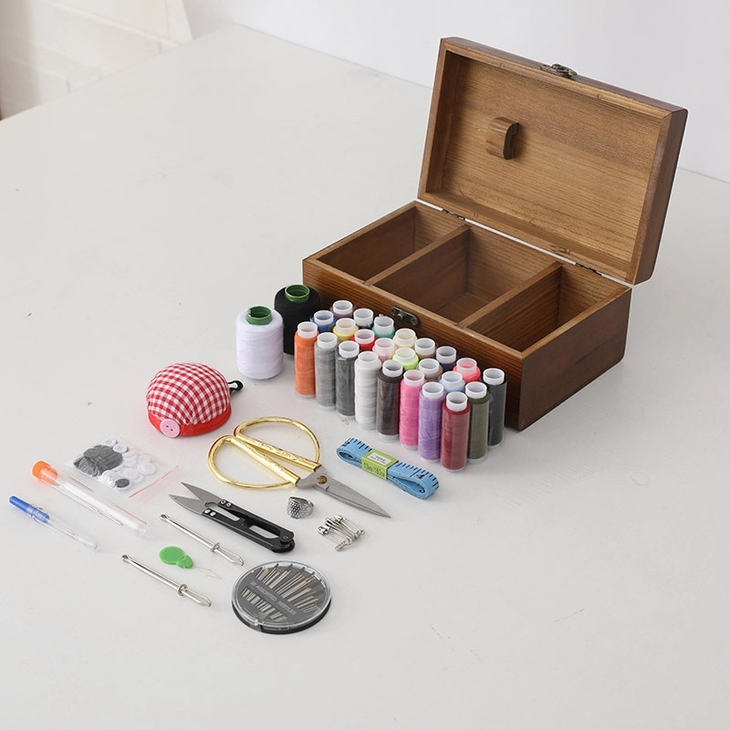 16 In 1 Sewing Kit Set In Wood Box 4