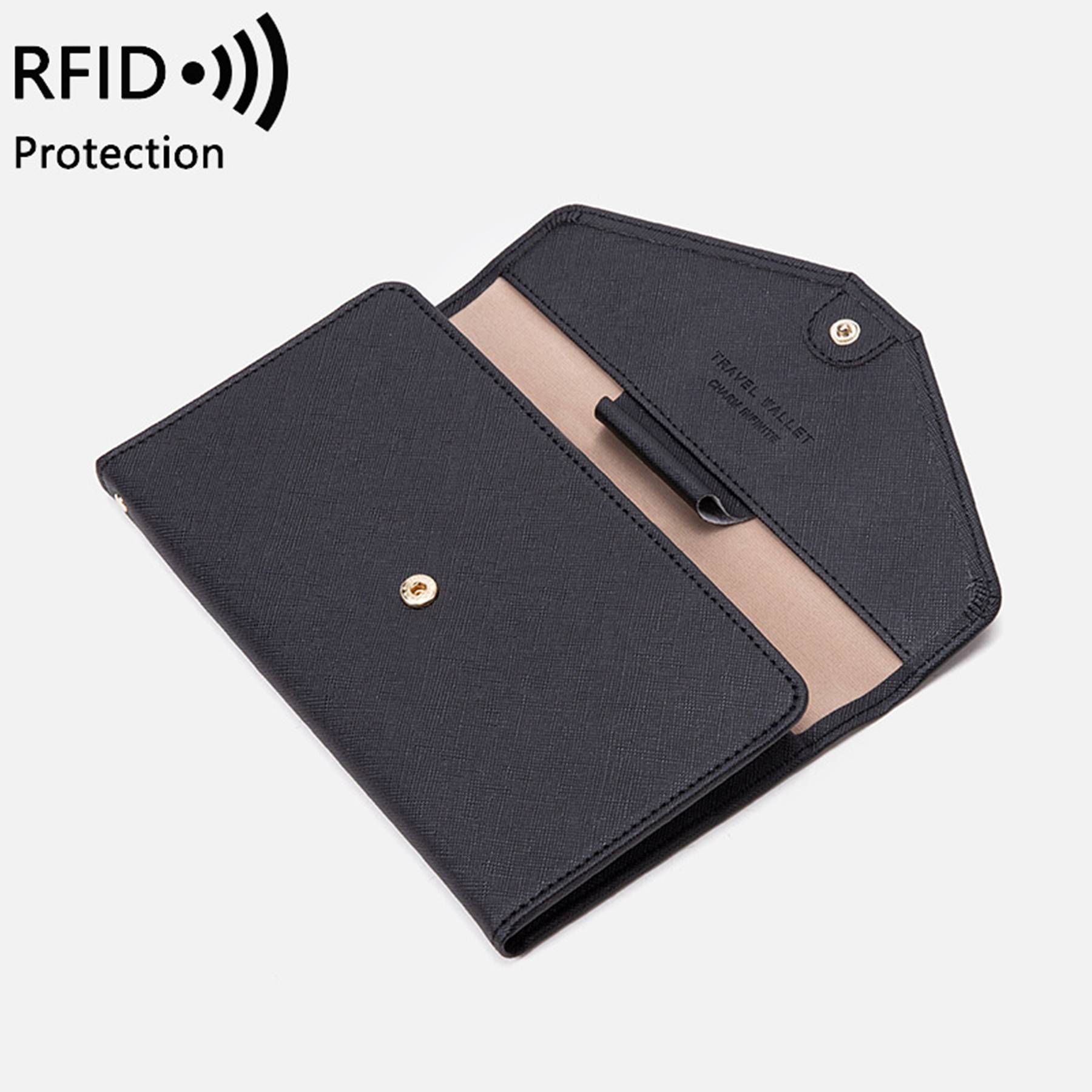 PU leather RFID multifunctional passport wallet for women 4