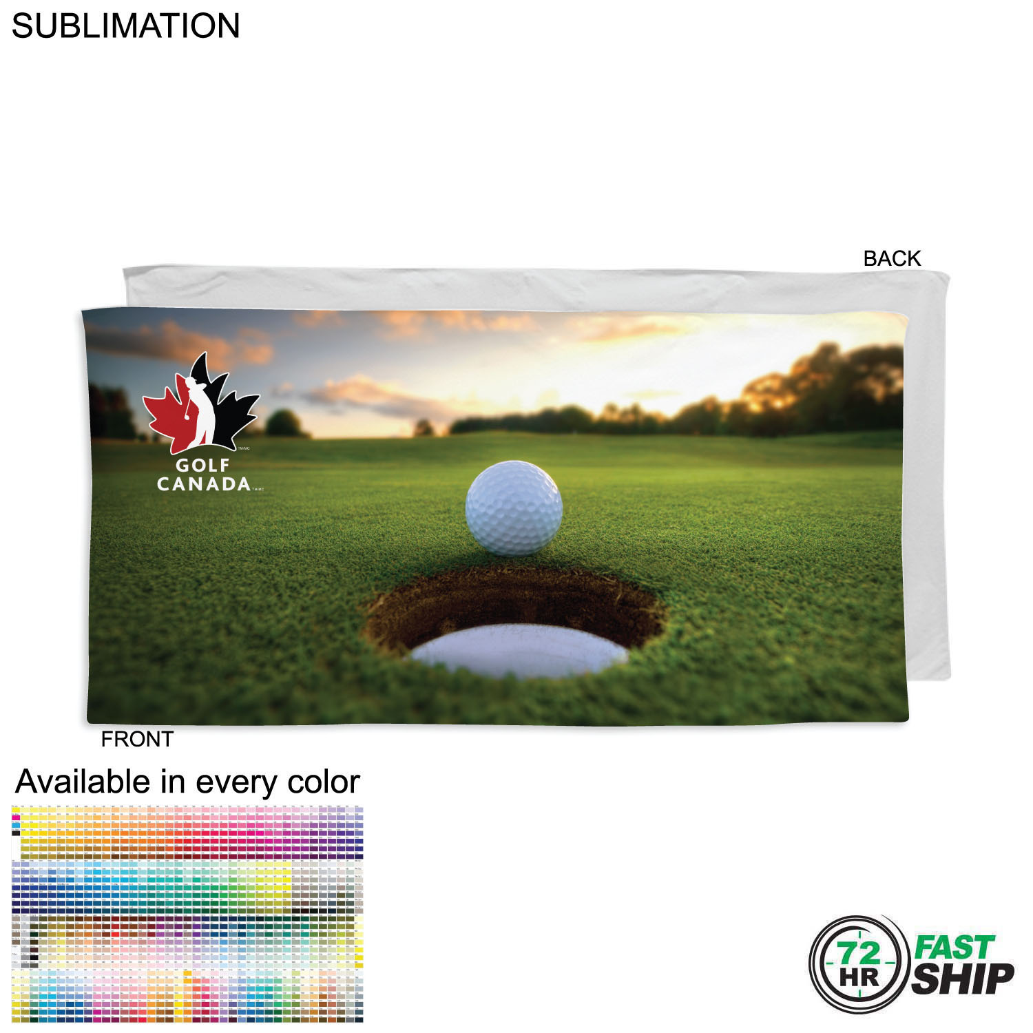 72 Hr Fast Ship - Golf Caddie Towel, Extra Large, in Plush Velour Terry , 24"x48", Sublimated 4