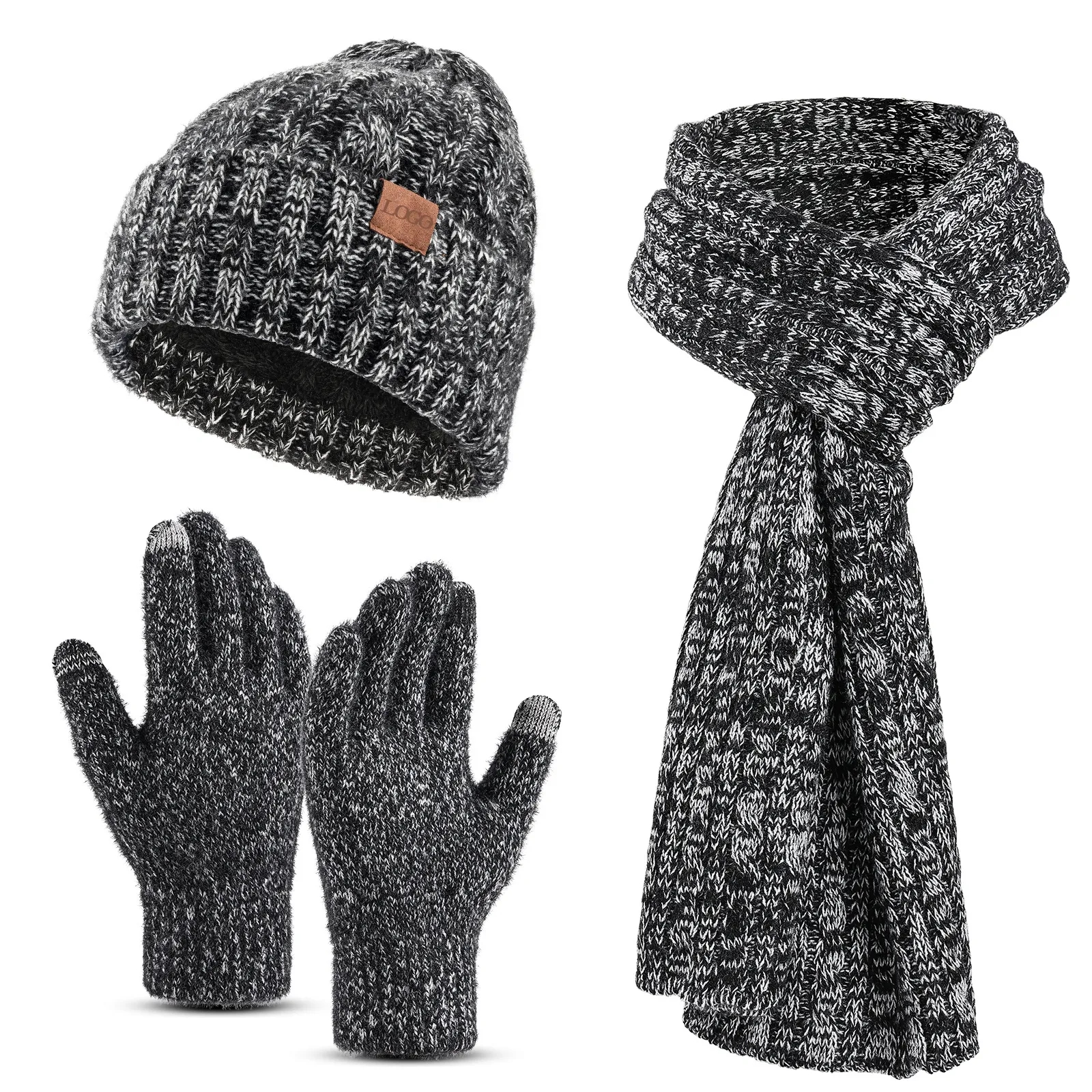 3-in-1 Winter Warm Knit  Hat Scarf  Gloves Set 4