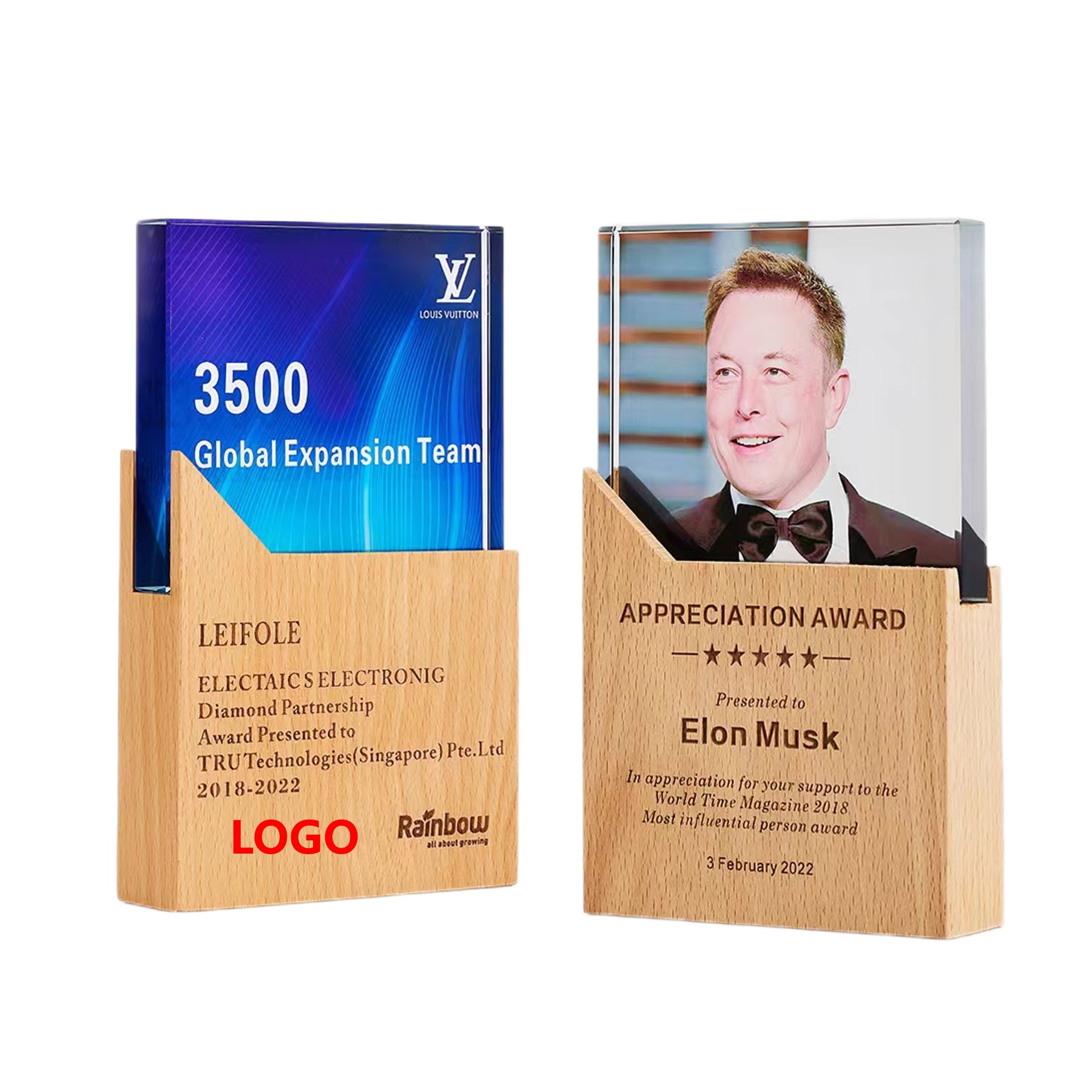 Customized Wooden Crystal Award (direct import) 1