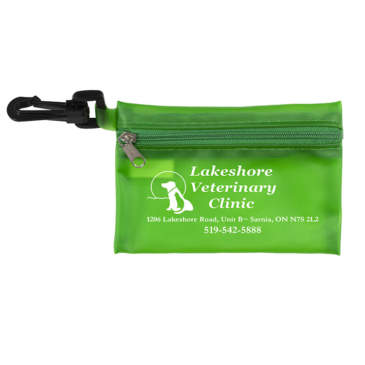 "PARKWAY 7" Piece First Aid Kit inTranslucent Zipper Kit with Plastic Carabiner Attachment 10