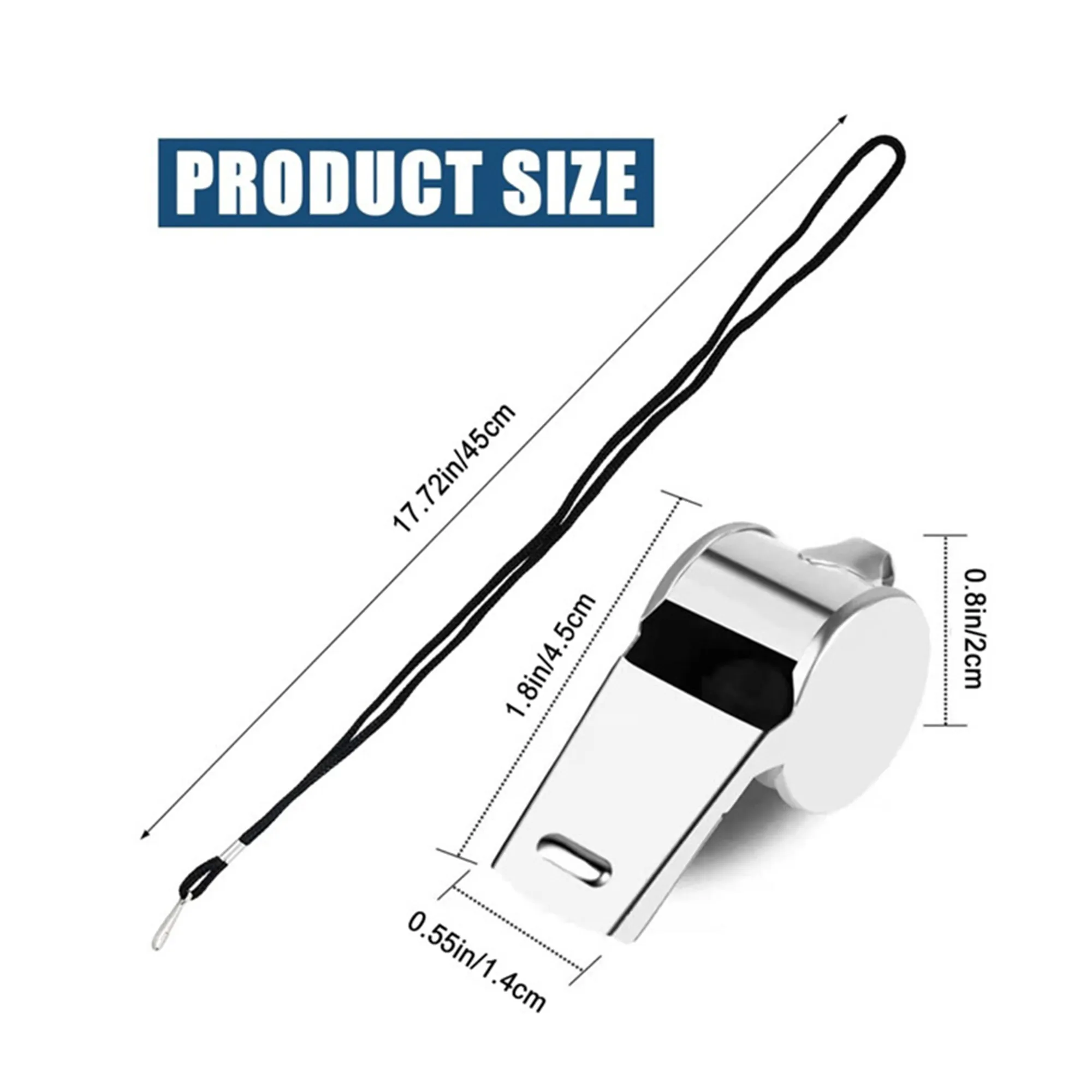 Stainless Steel Sports Whistle with Lanyard for Referees 3