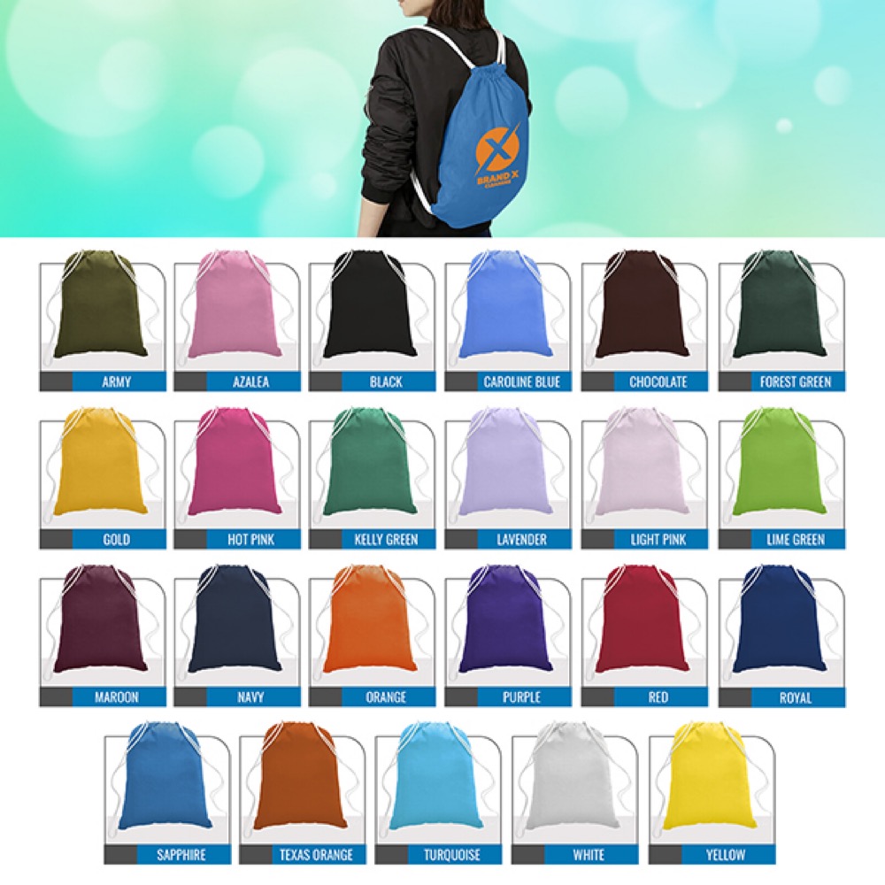 Colorful Cotton Drawstring Backpack, custom drawstring bag with logo imprint 8