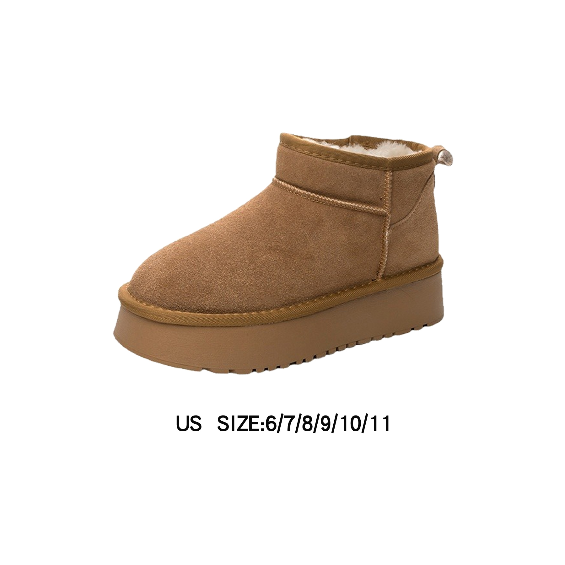 Cow Suede Leather Pull on Platform Boots 3