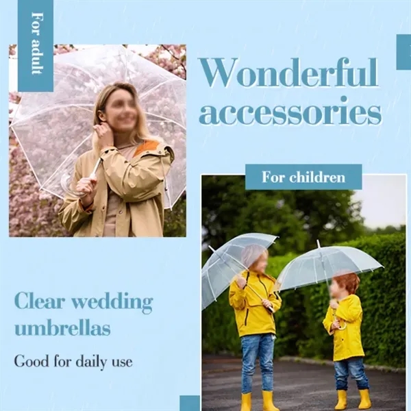 White Windproof Wedding Umbrella with J Hook Handle 8