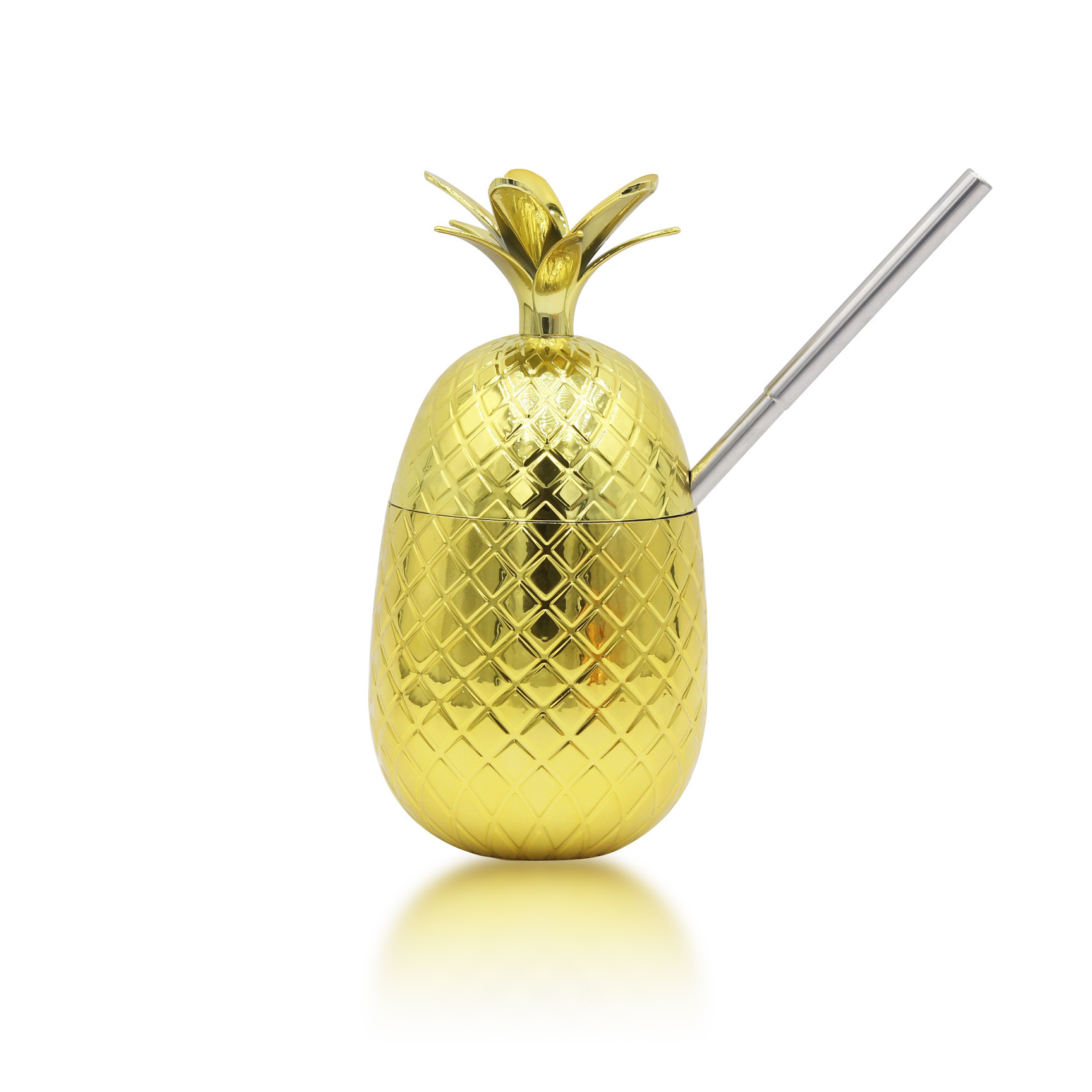 16oz Pineapple Plastic Cocktail Cups with Straw 6