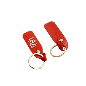 Sleek Rectangle PU Leather Simple Keychain 11