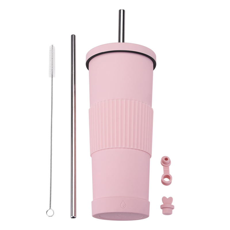 Straw Insulated Tumbler Stainless Steel with Lid 8