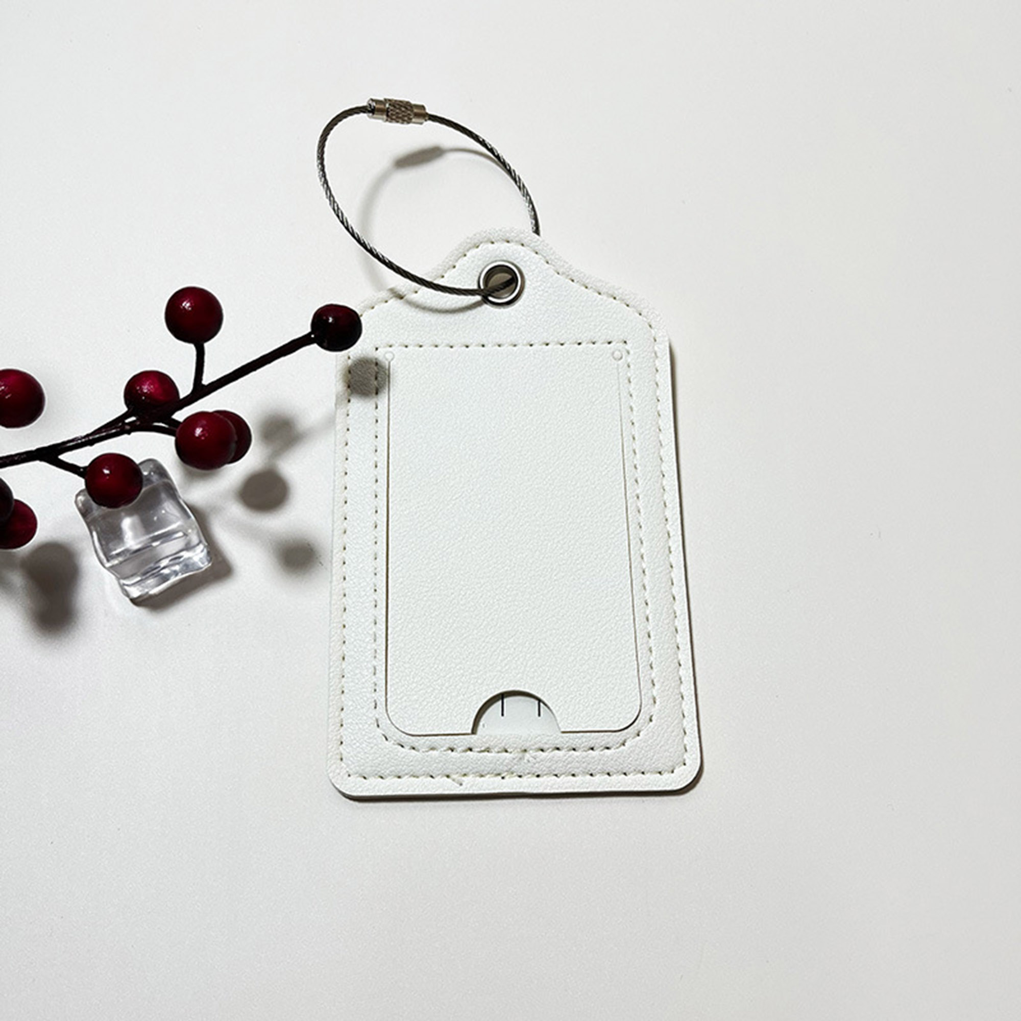 PU Leather Luggage Tags with Privacy Cover Metal Ring 4