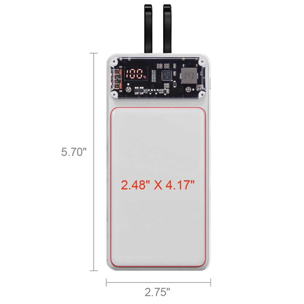 Winnetka Transparent Corded Power Bank 20000