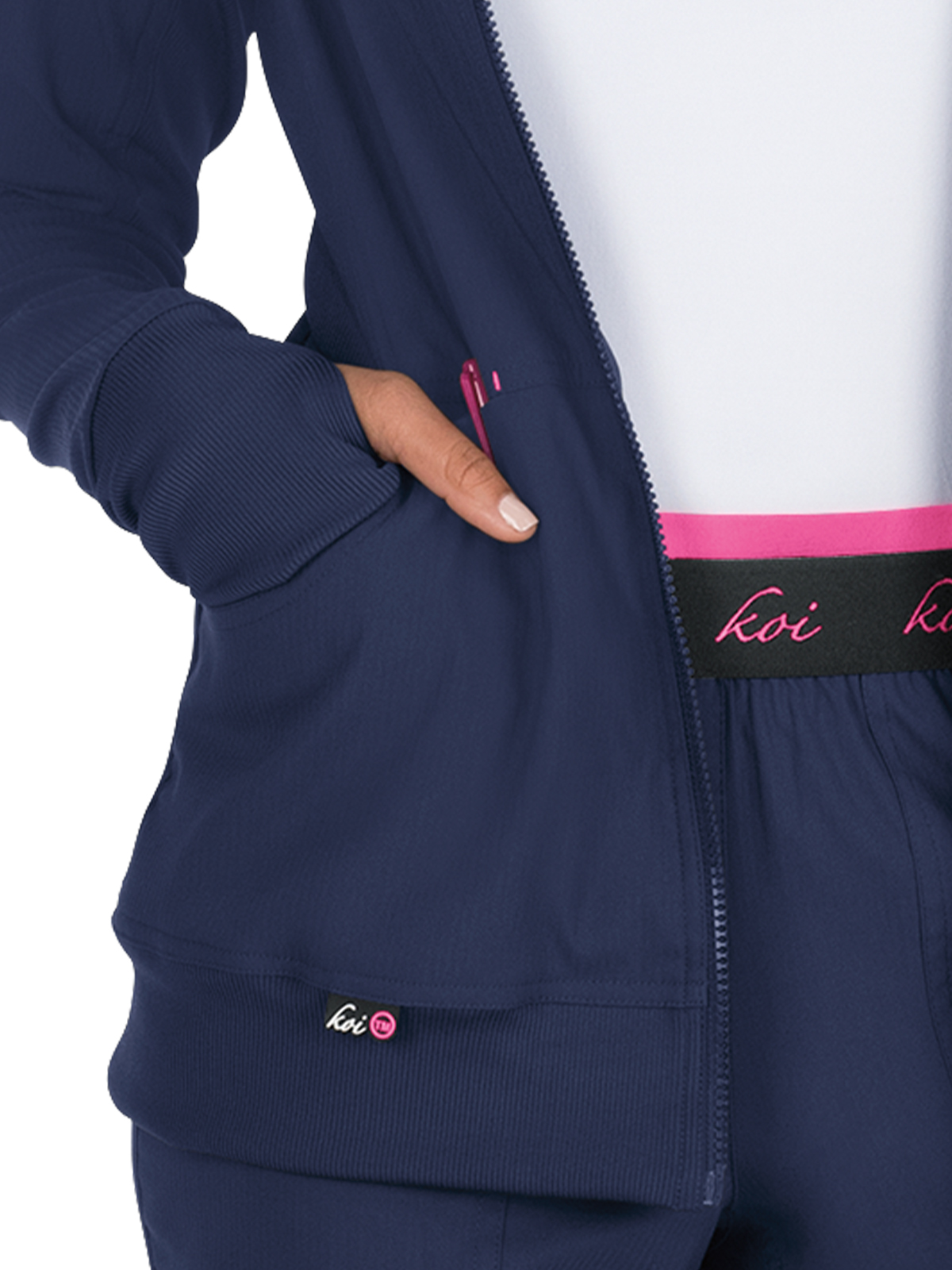 koi - Lite - Women's Three-Pocket 2-Way Zipper Clarity Jacket 2