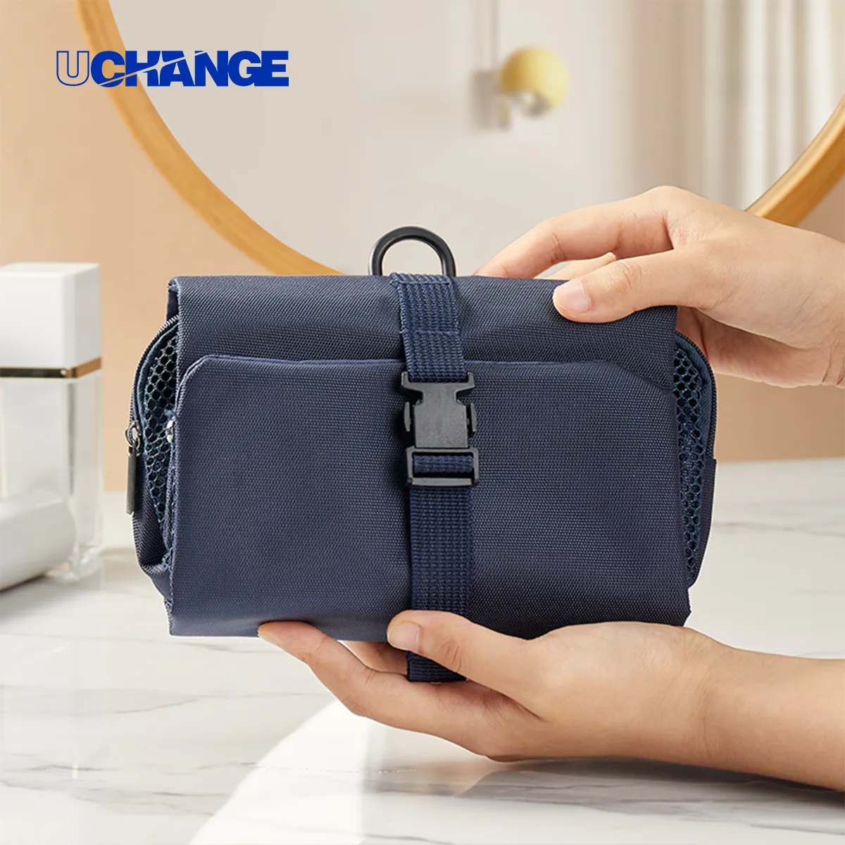 Compact Foldable Hanging Toiletry Bag With Buckle 5
