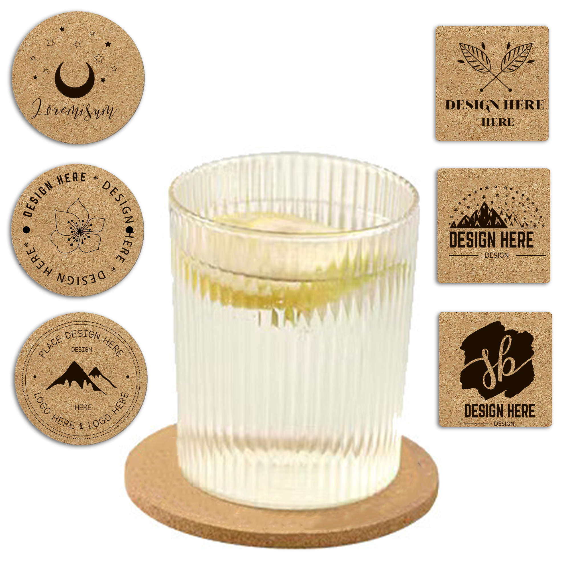 Personalized Cork Coasters - Square and Round Designs 4