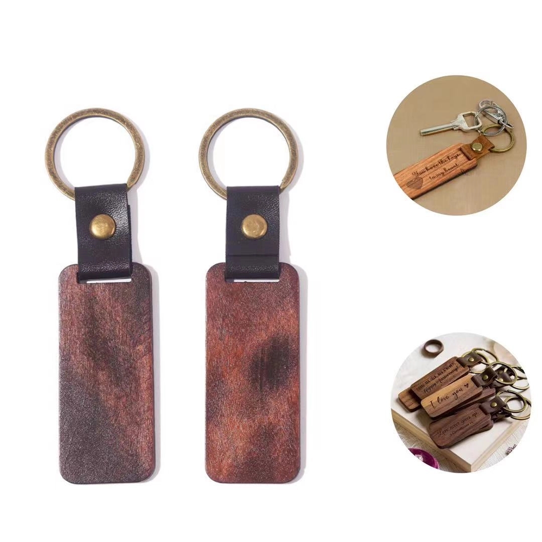 Rectangular Wood Key Chain 1