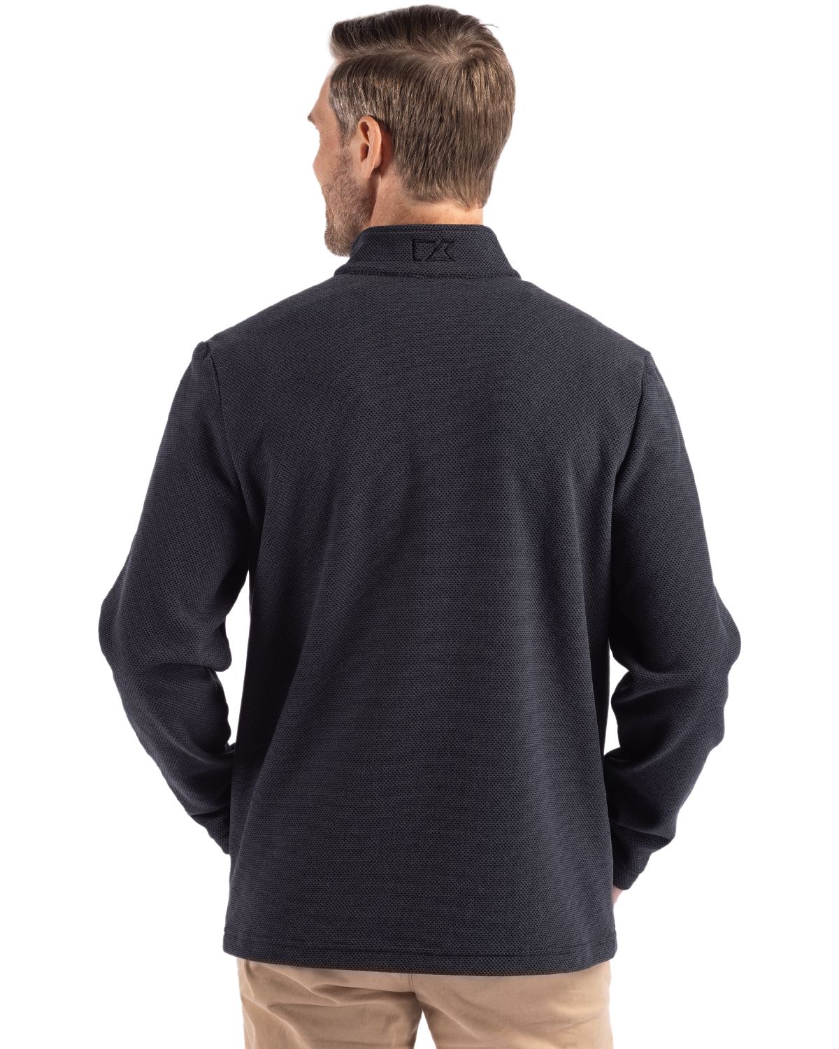 Hunts Point Eco Textured Fleece Recycled Mens Snap Pullover