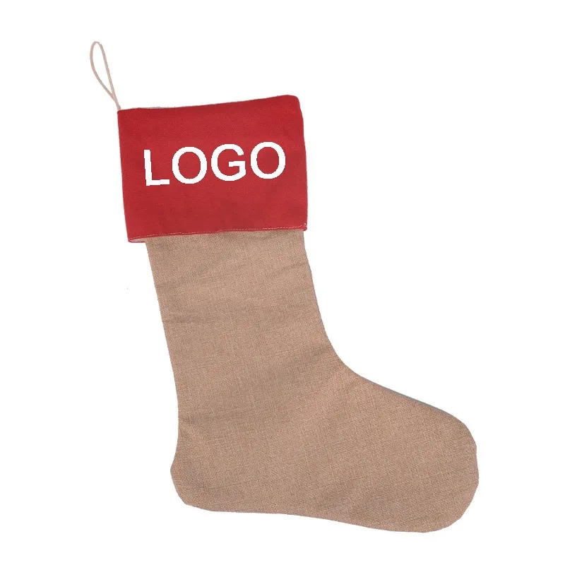 Burlap Christmas Stocking 8