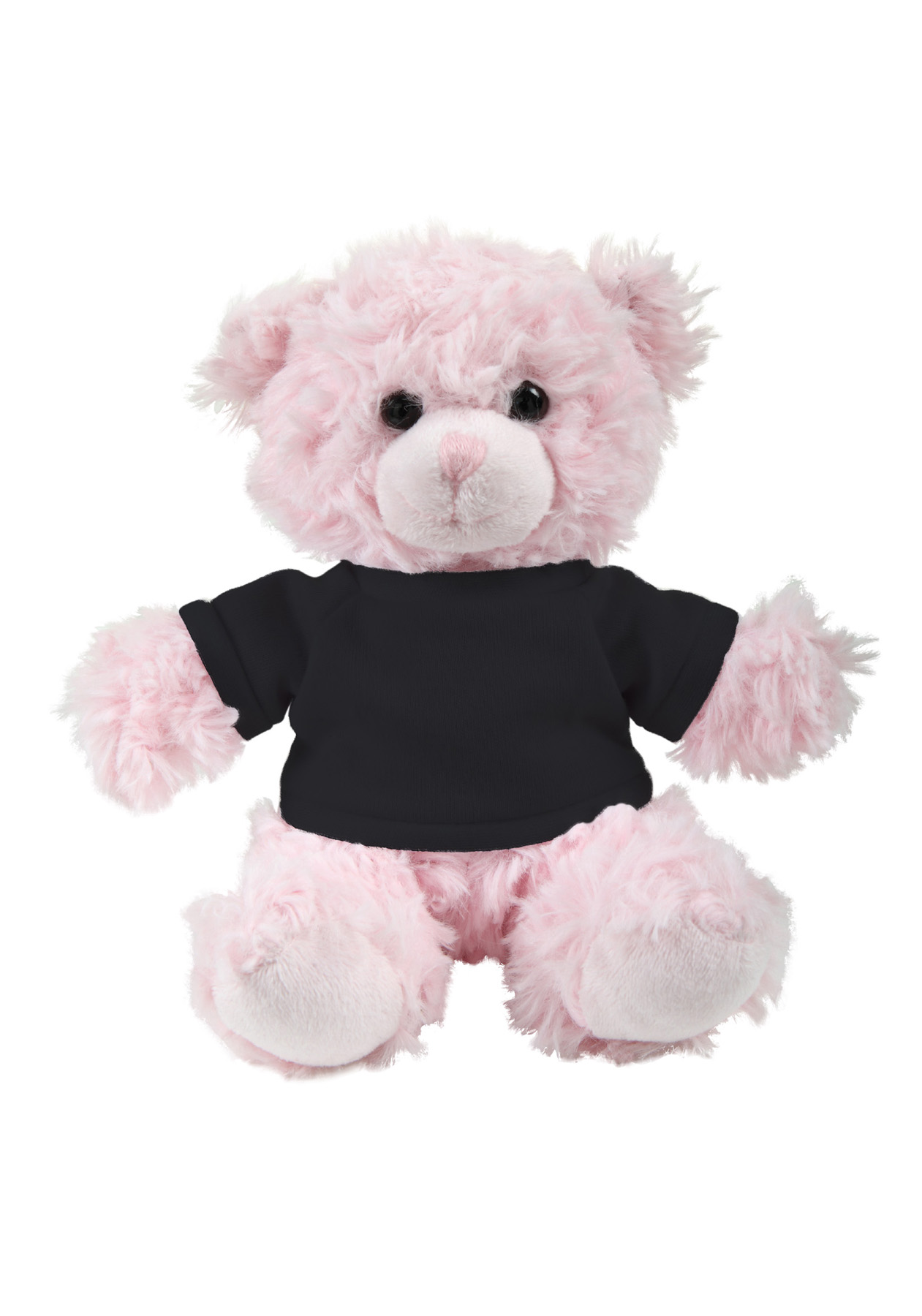 soft plush  Pink Curly Sitting Bear with t-shirt 15