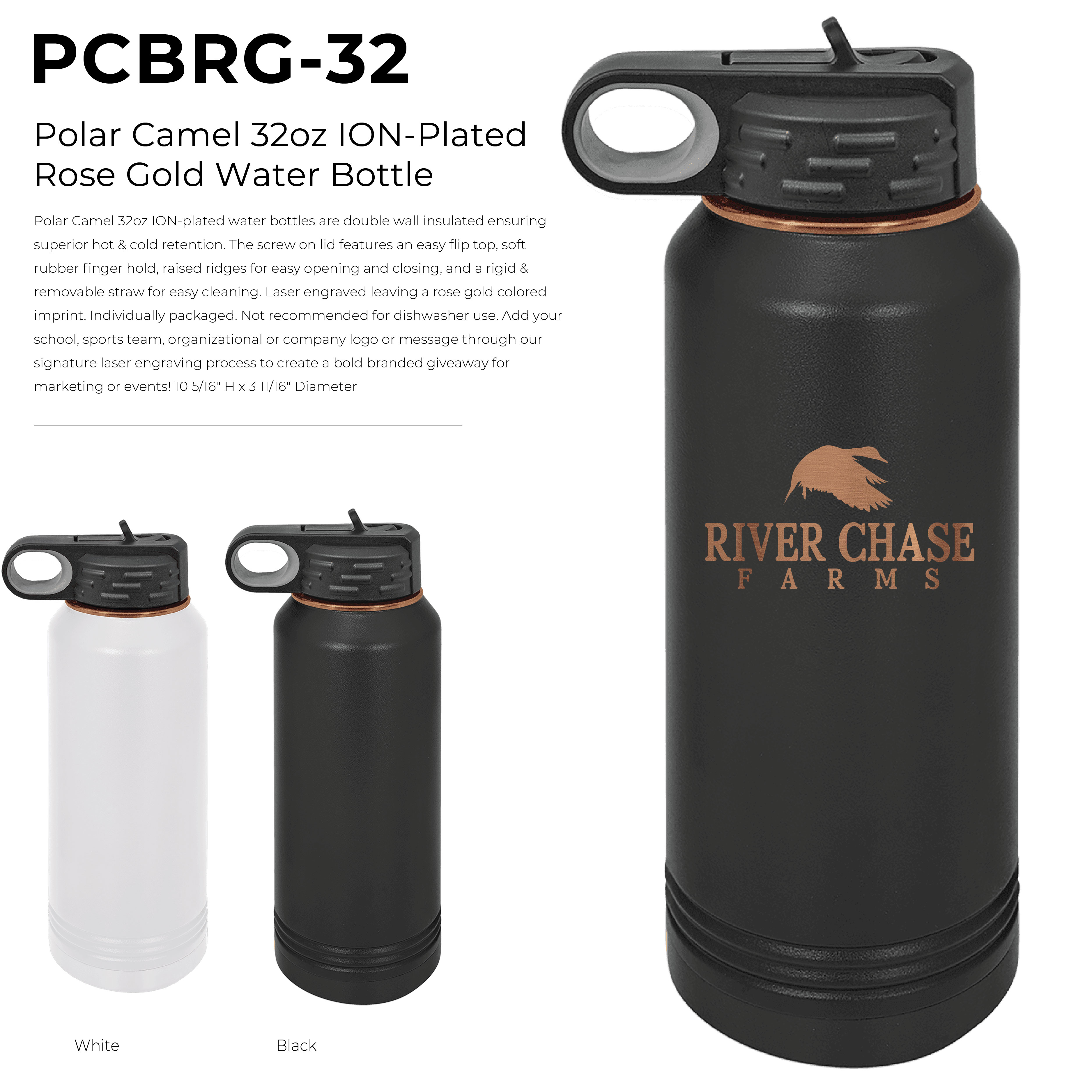 Polar Camel 32oz ION-Plated Rose Gold Water Bottle 3