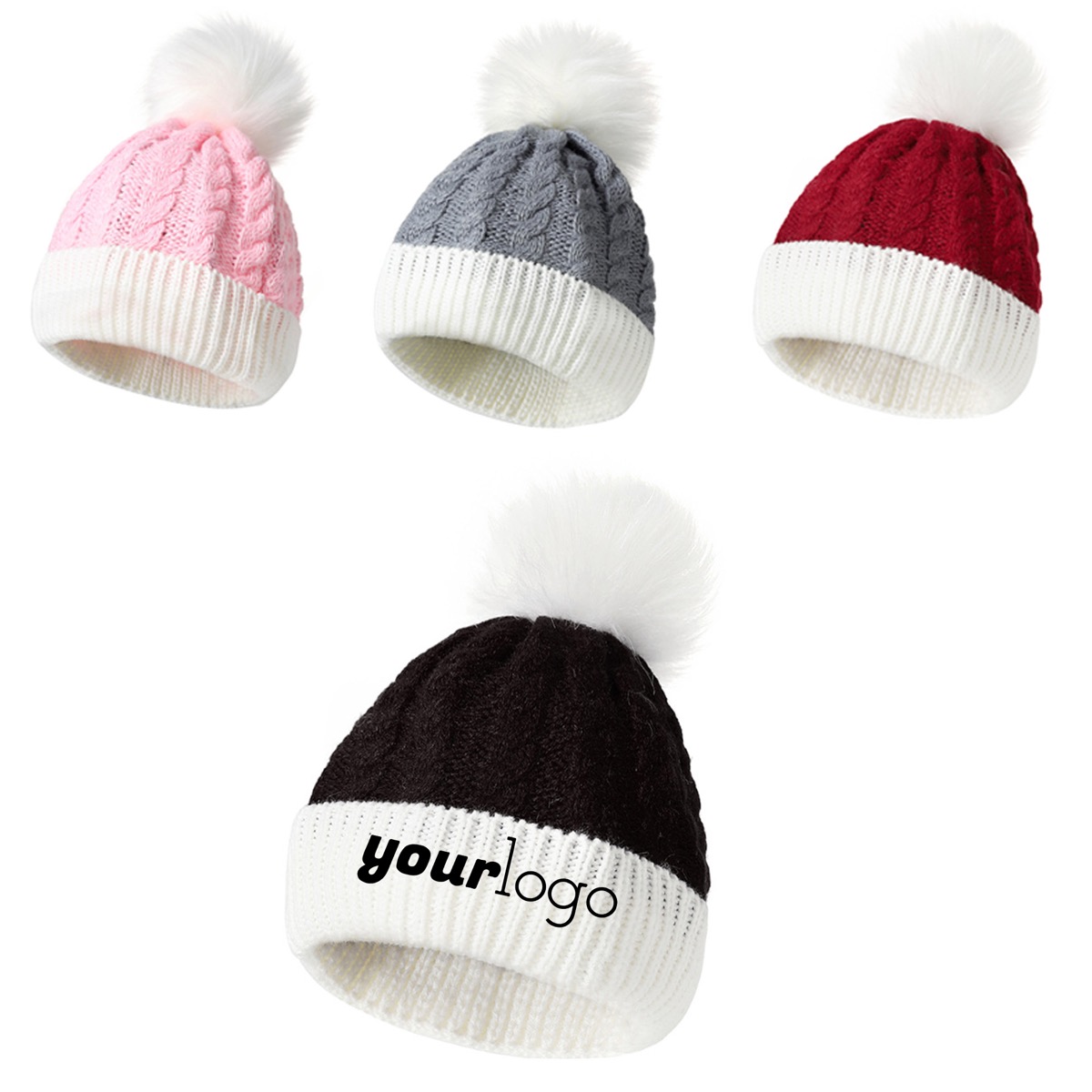 Winter Baby Beanie Hat with Double Pom Poms for Boys and Girls 9