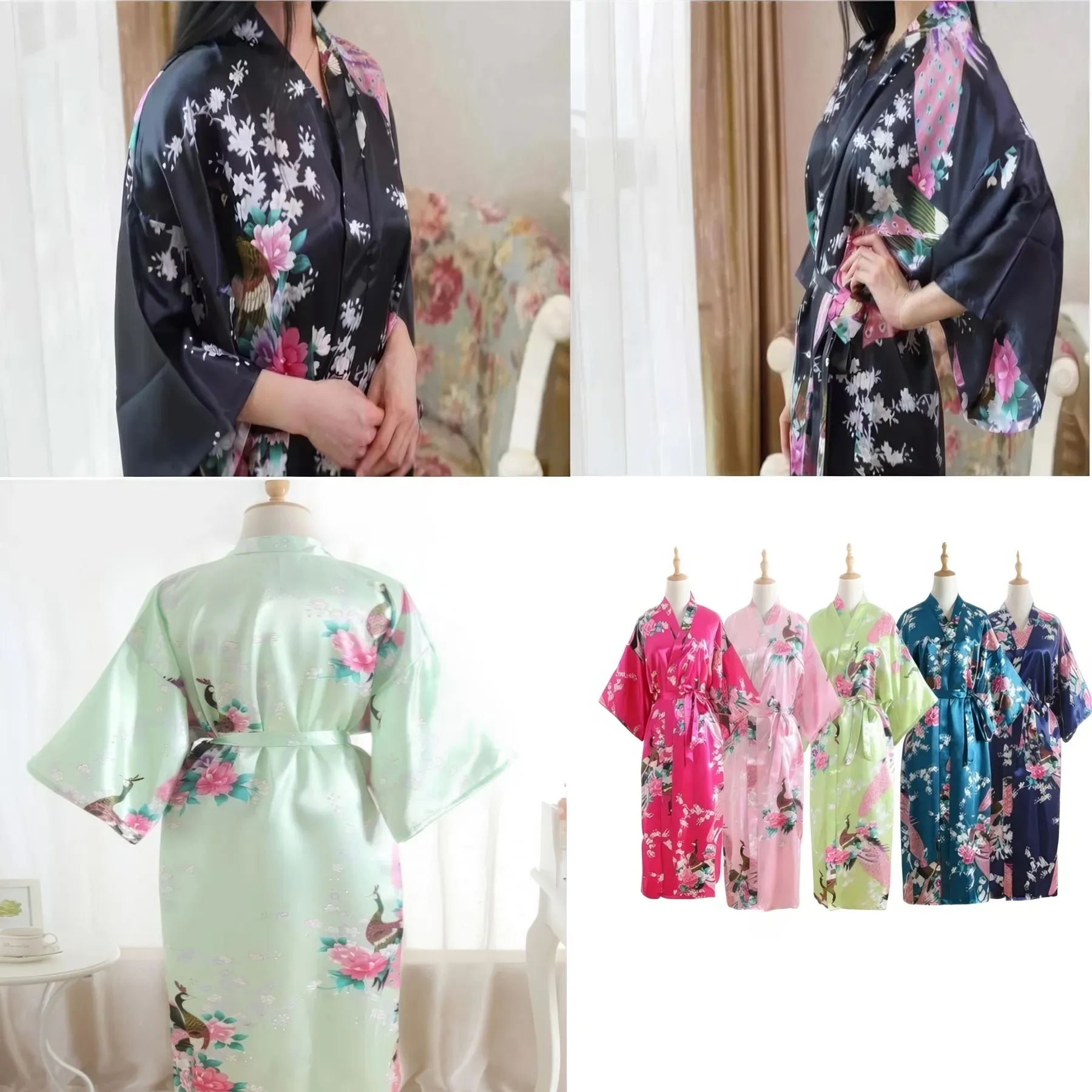 Summer Imitation Silk Bathrobe 4