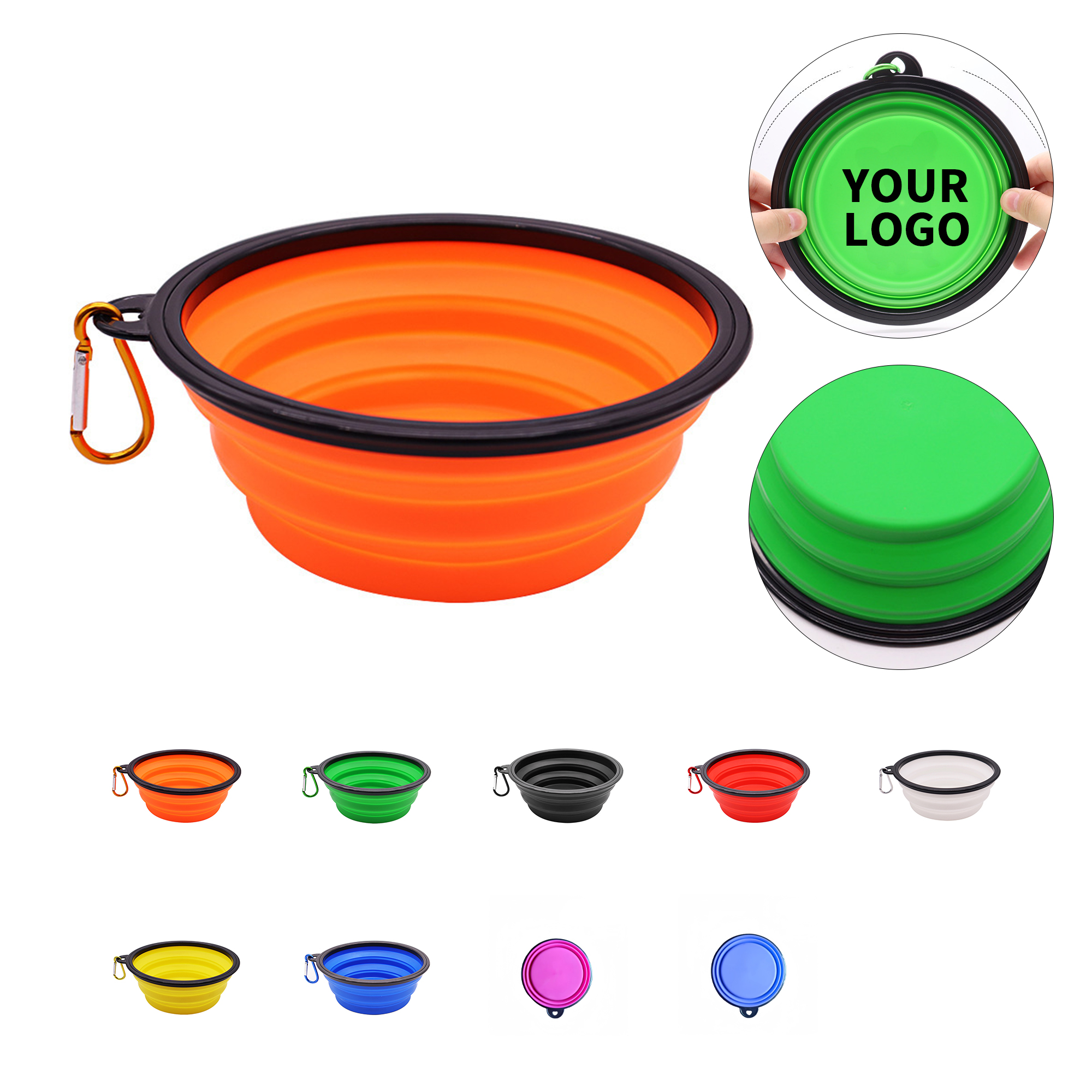 TPE Pet Collapsible Feeding Bowl With Carabiner 5" x 3.5" x 2" 12