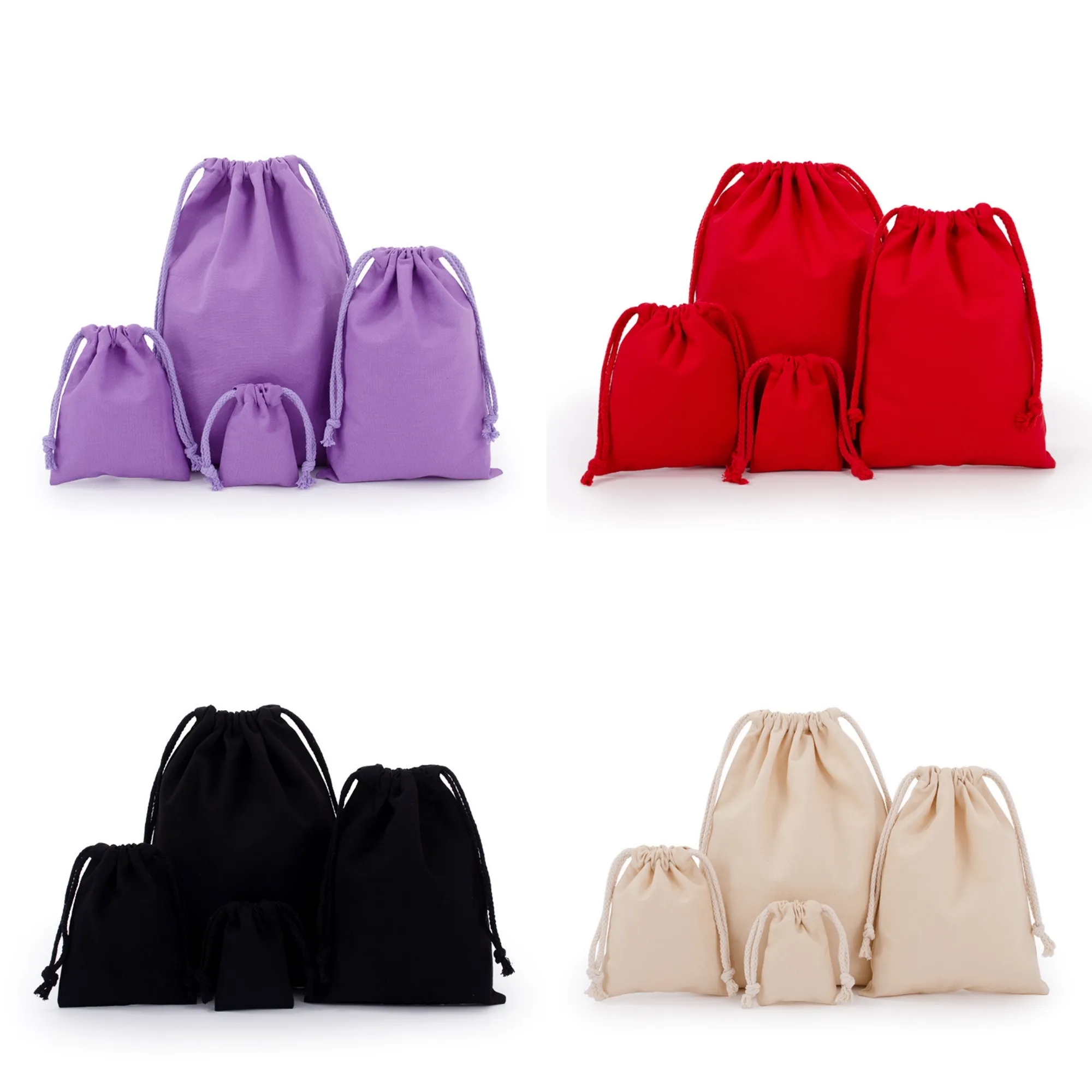 9.8"x7.1" Drawstring Cotton Muslin Gift Bag Full Color 5
