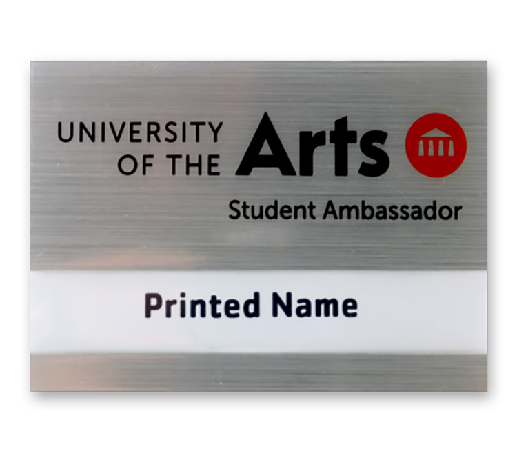 The Orion full color metallic reusable name badge 2"x3" 4