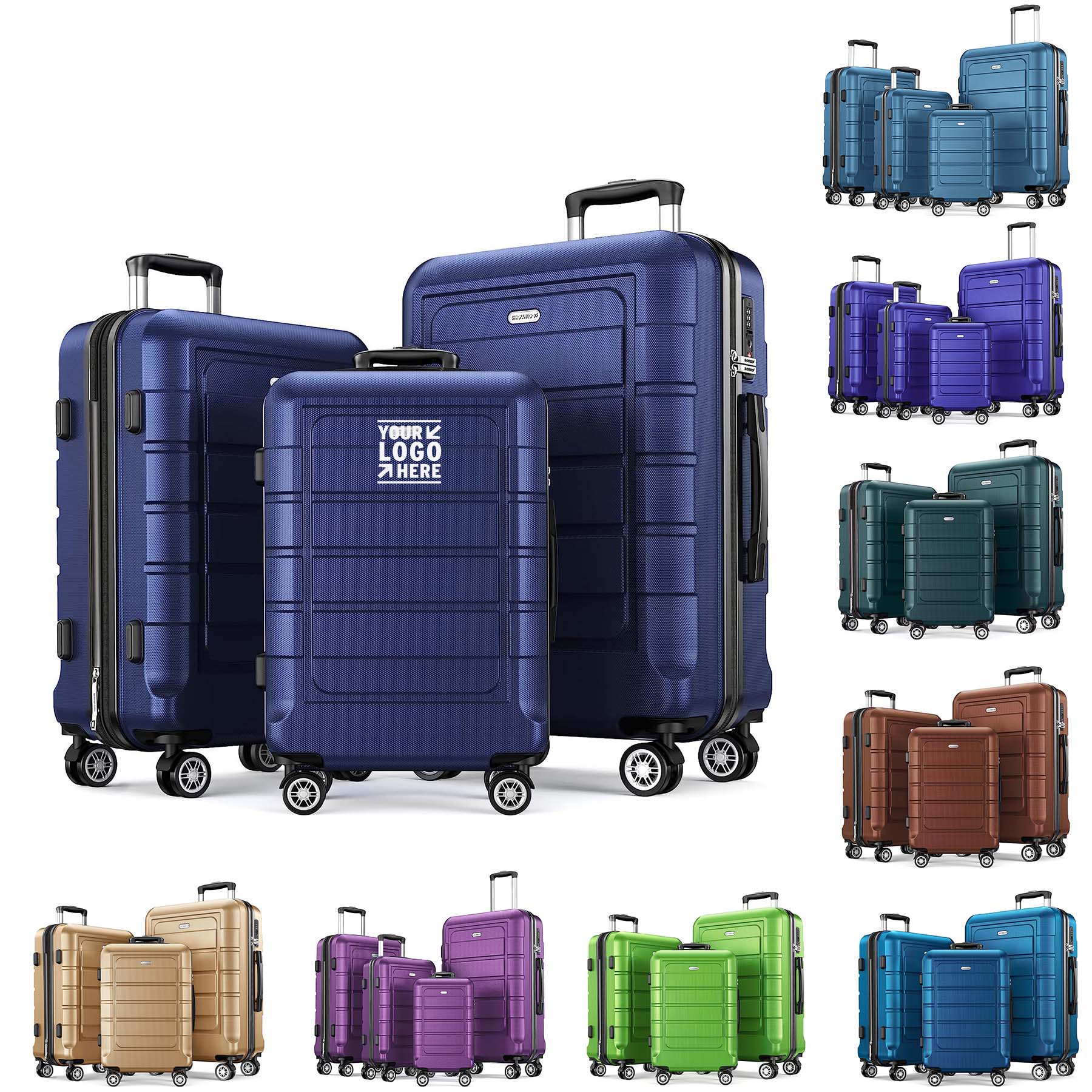 3Pcs Clearance Expandable PC ABS 20Inch Travel Lightweight Suitcases 2