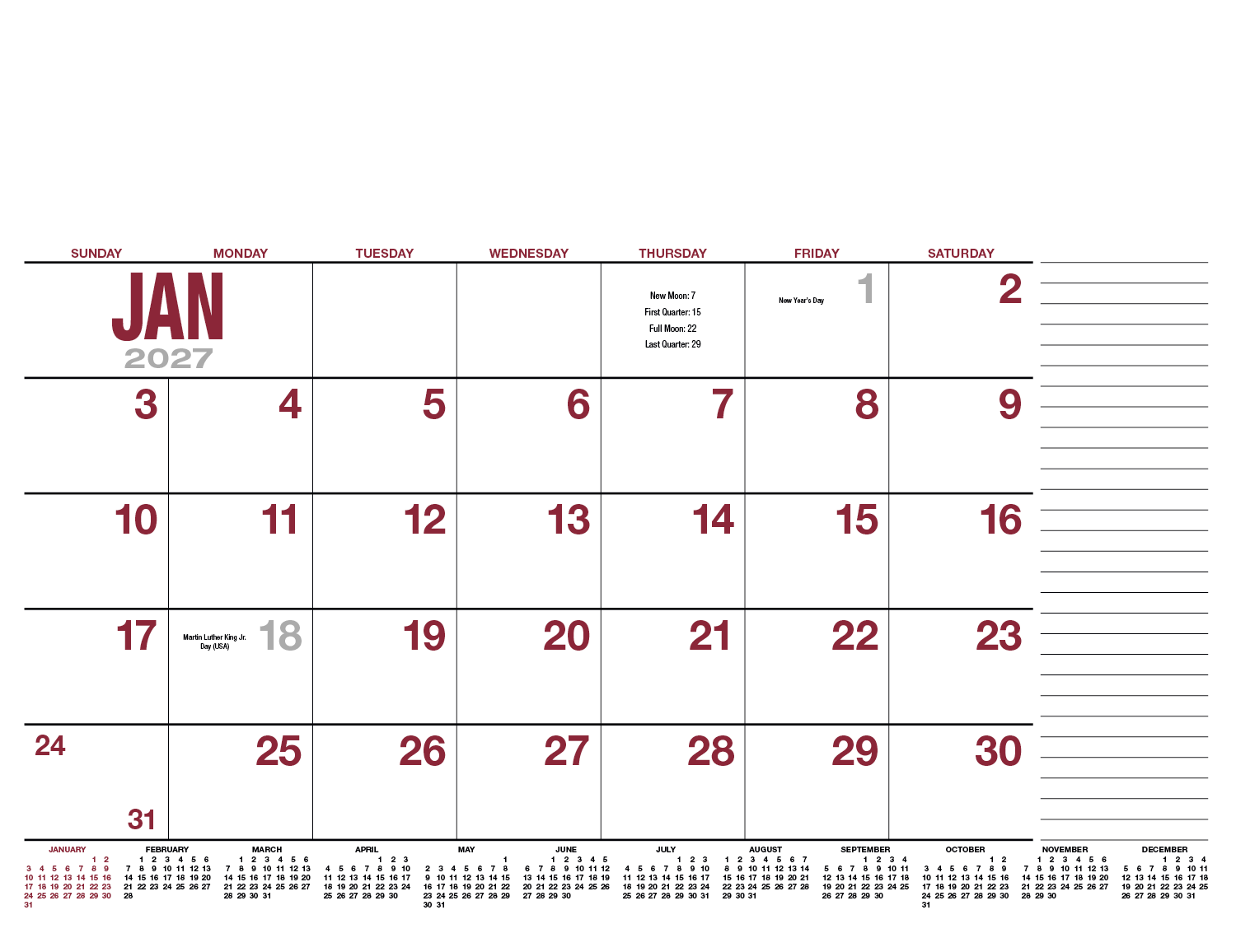 HotLine® Products 13-Month Desk Pad Calendar 46