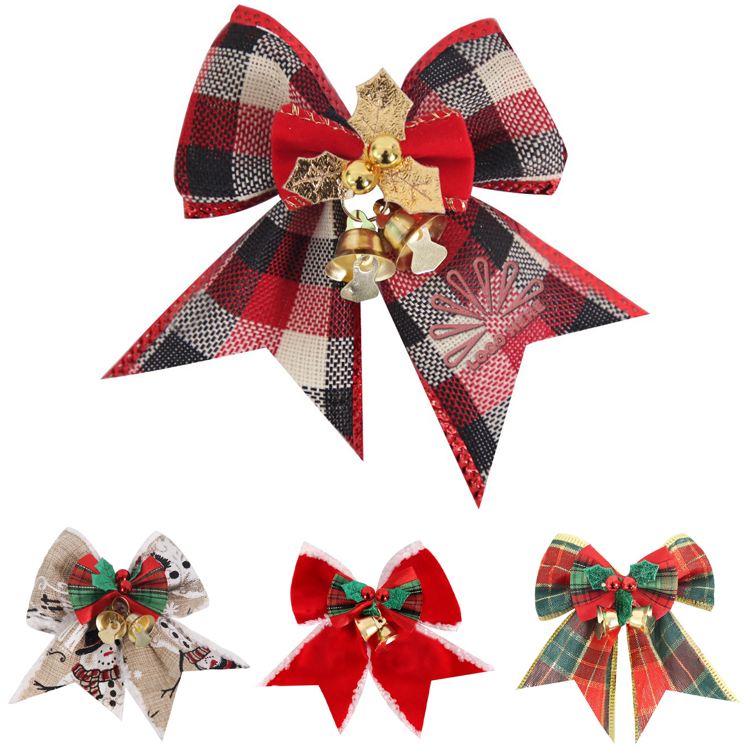 Customizable Christmas Bell Bow Pendant 2