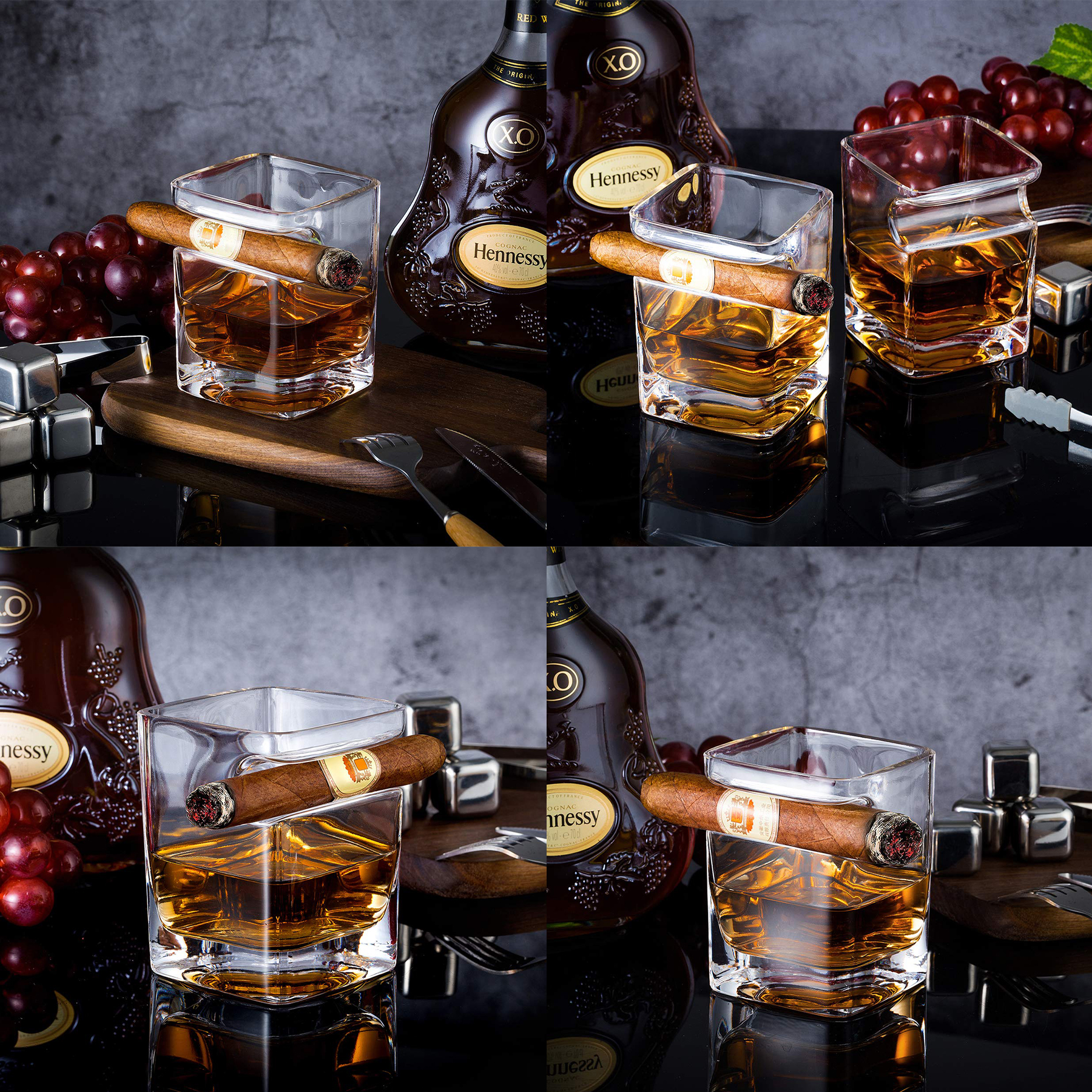 Cigar Whiskey Glasses with Cigar Holder 2