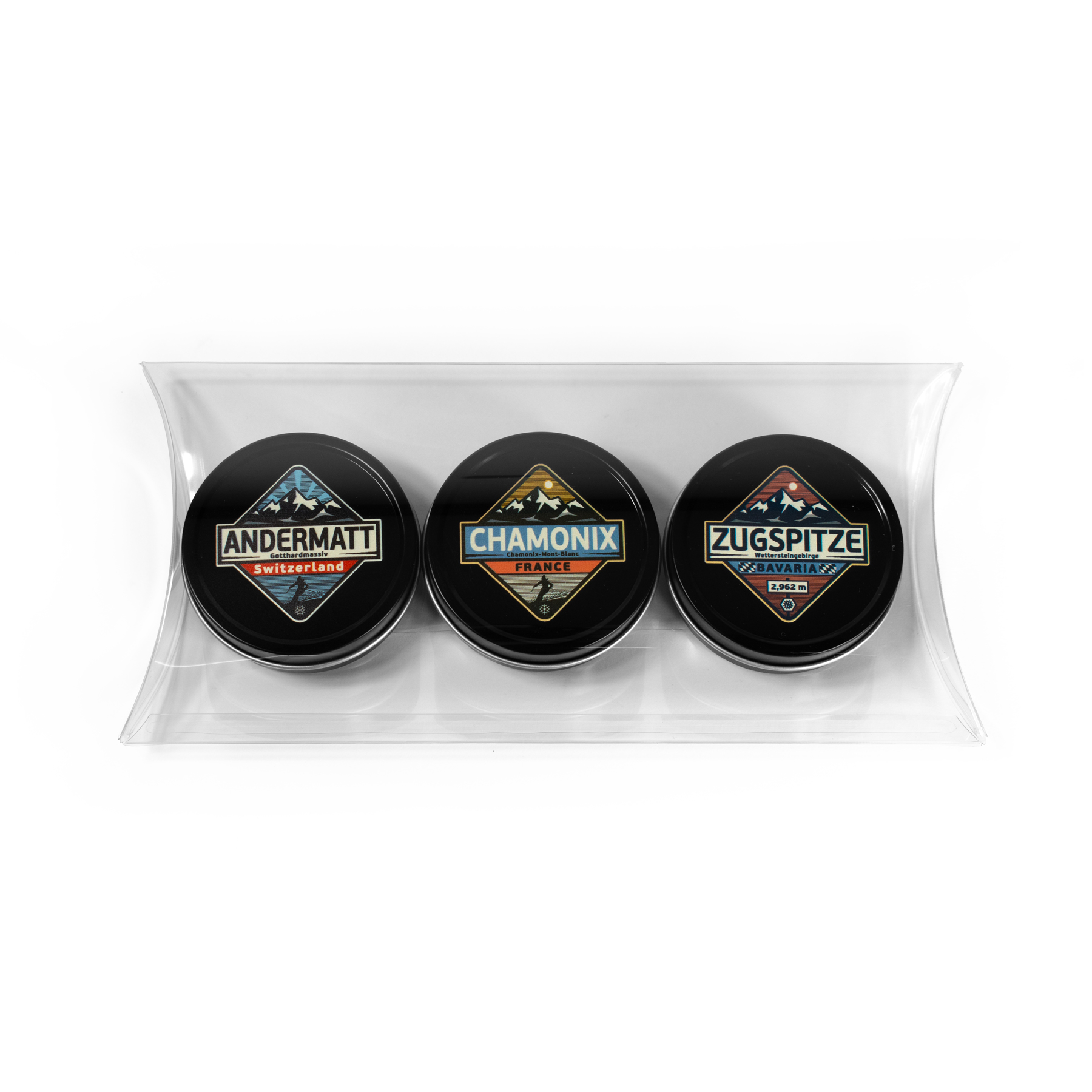 2 oz Mini Tin Travel Candle Trio Set Black