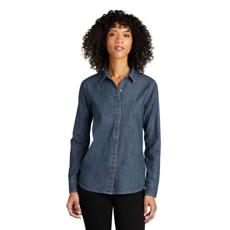 Port Authority Ladies Long Sleeve Perfect Denim Shirt 2