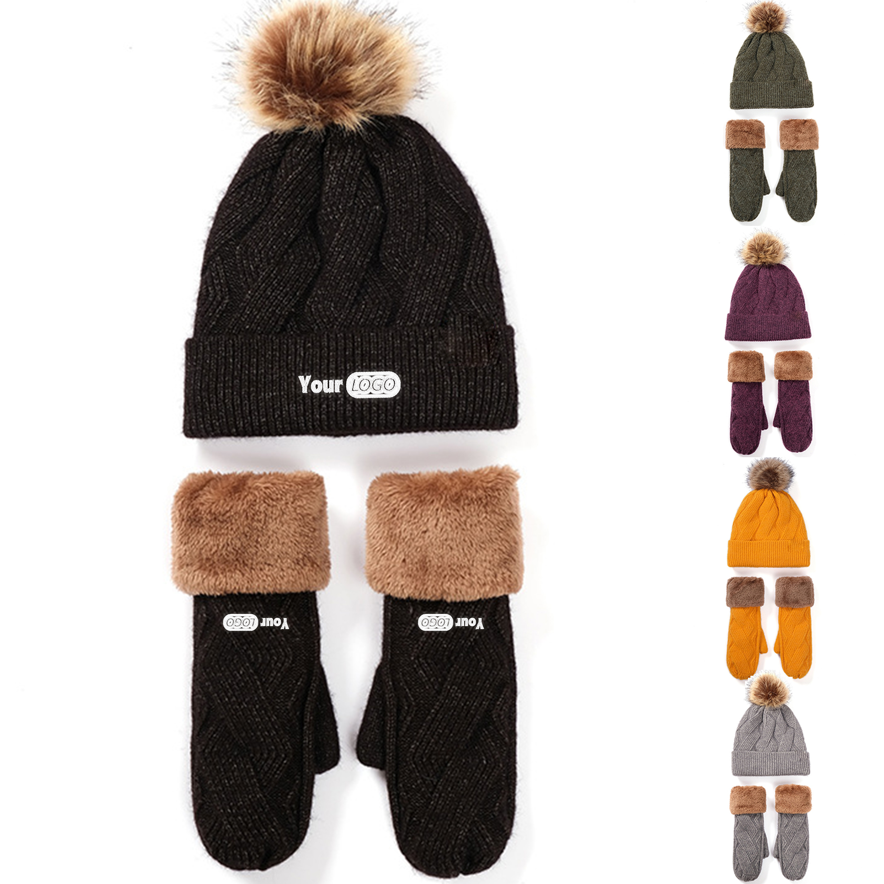 Winter Fashion Outdoor Windproof Hat Gloves Sets 7