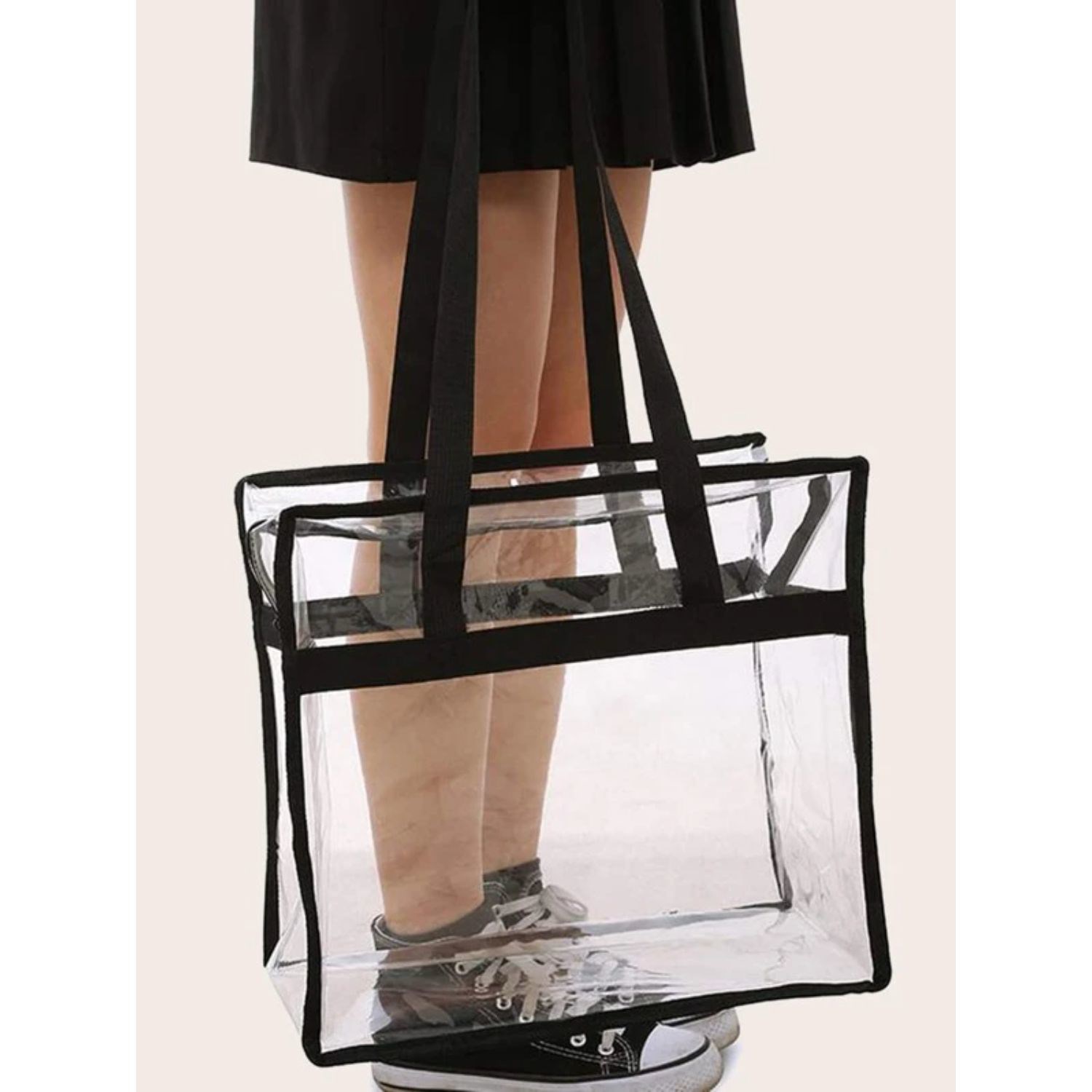 Contrast Binding Clear PVC Transparent Tote Bag 8