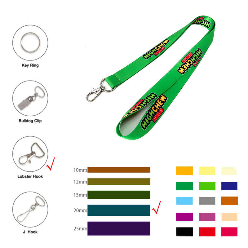 3/4" Wide Polyester Lanyard W/ Metal Lobster Hook 1